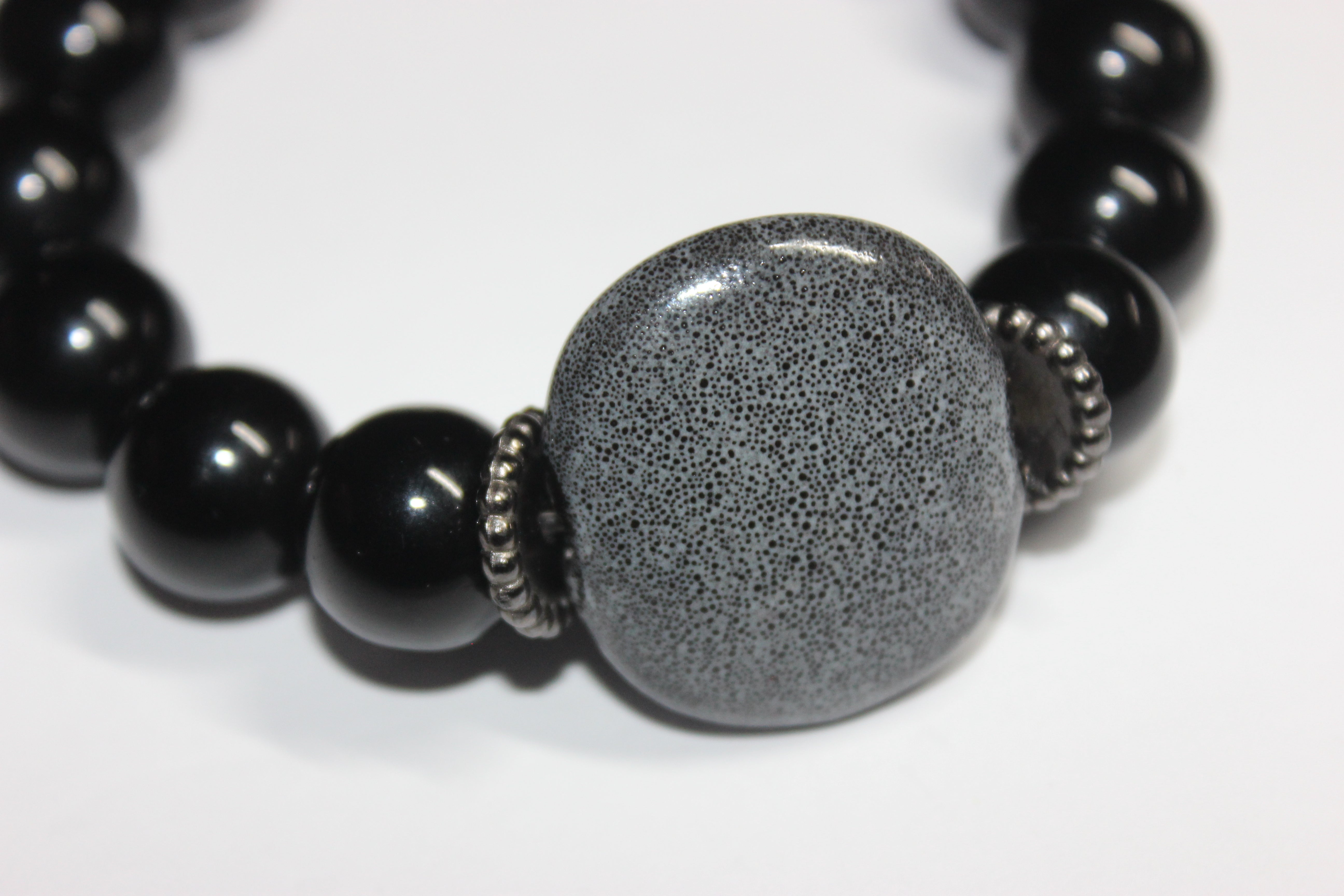 Black & Grey Beaded Bracelet