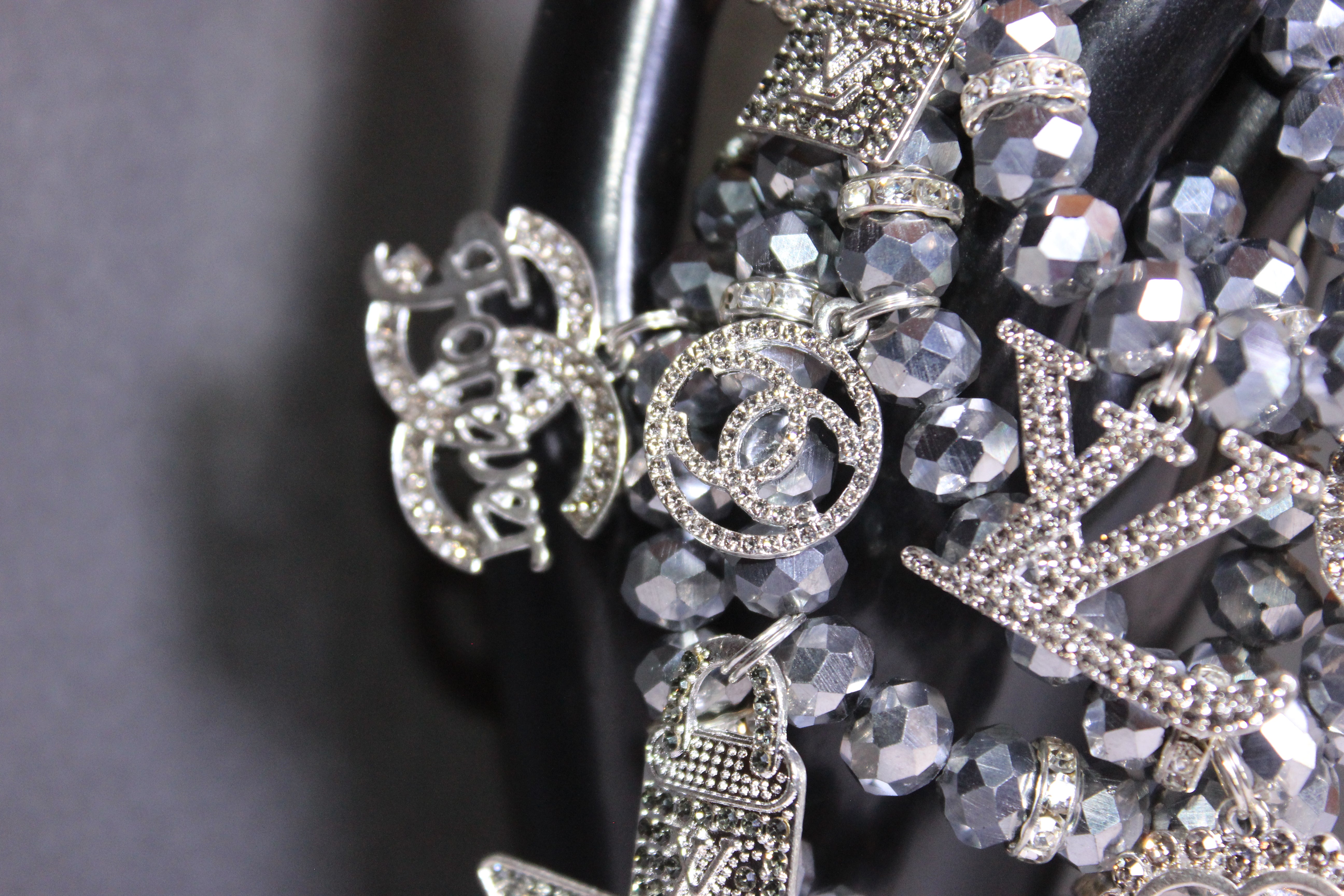 4 Piece Silver Crystal Charm Bracelet Set