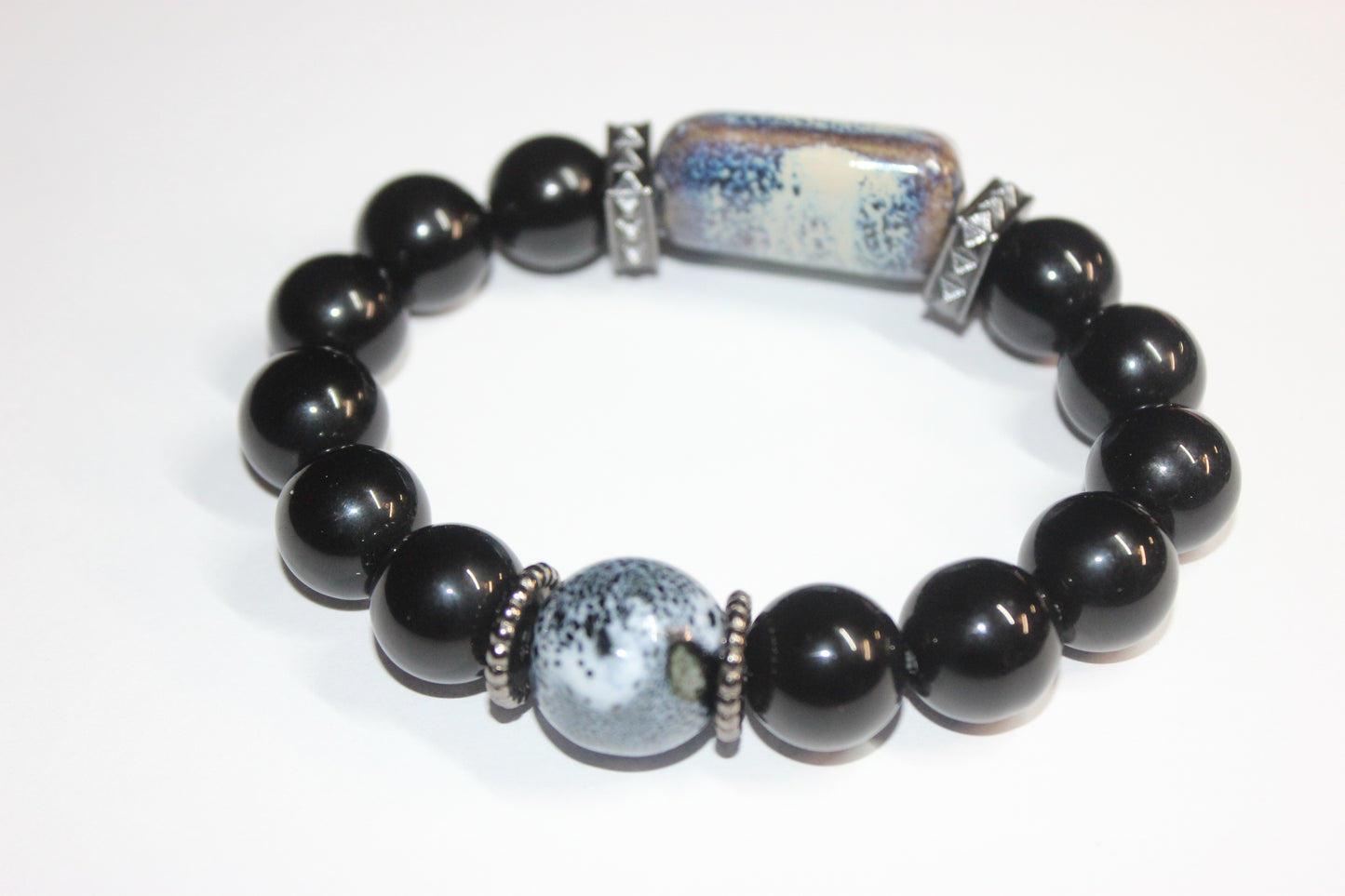 Black & Blue Ceramic Gemstone Bracelet