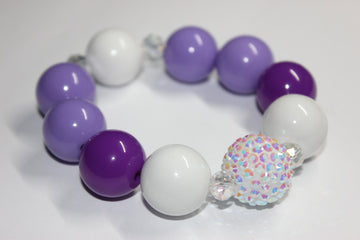 White & Purple Large Beaded Bracelet
