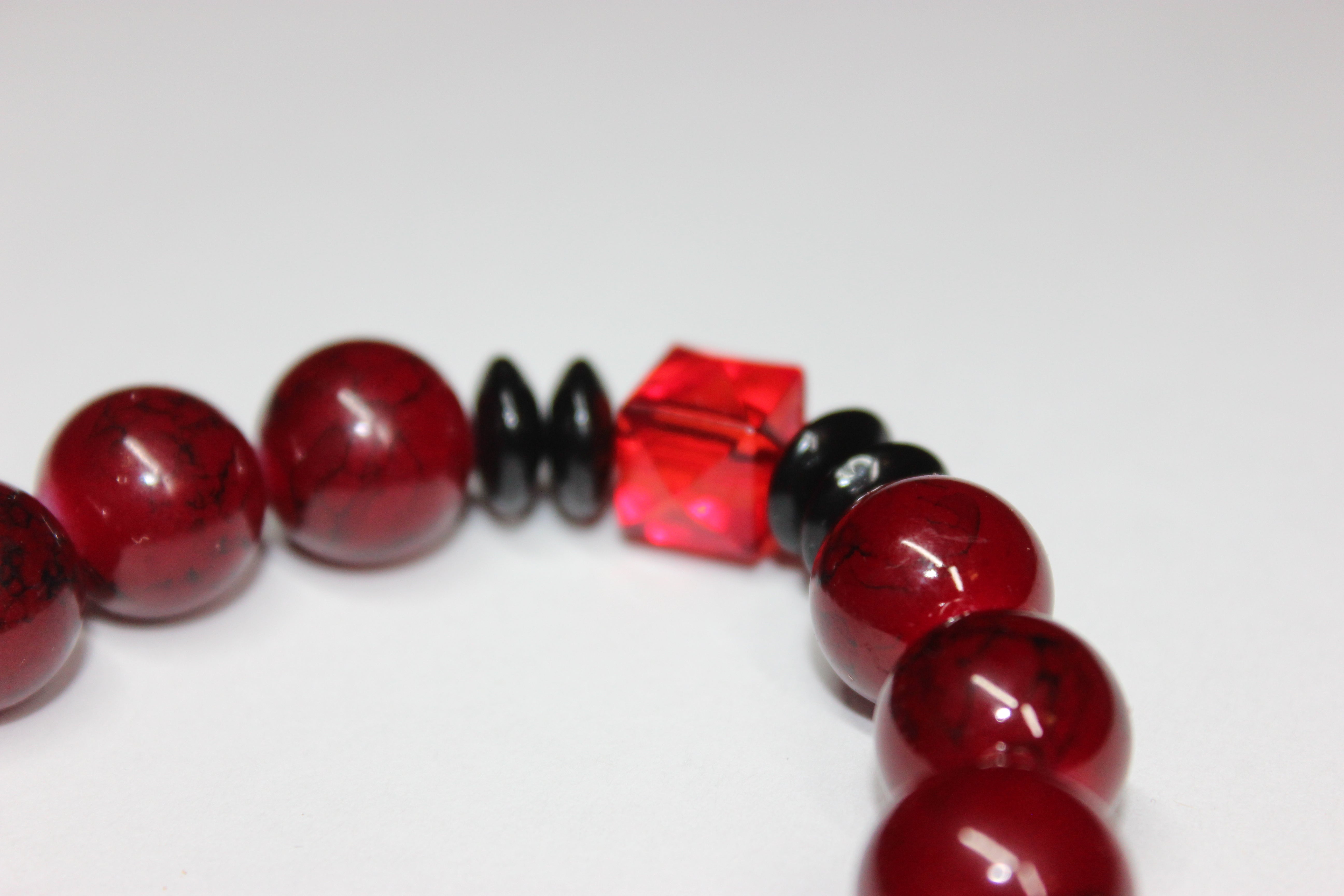 Red & Black Beaded Bracelet