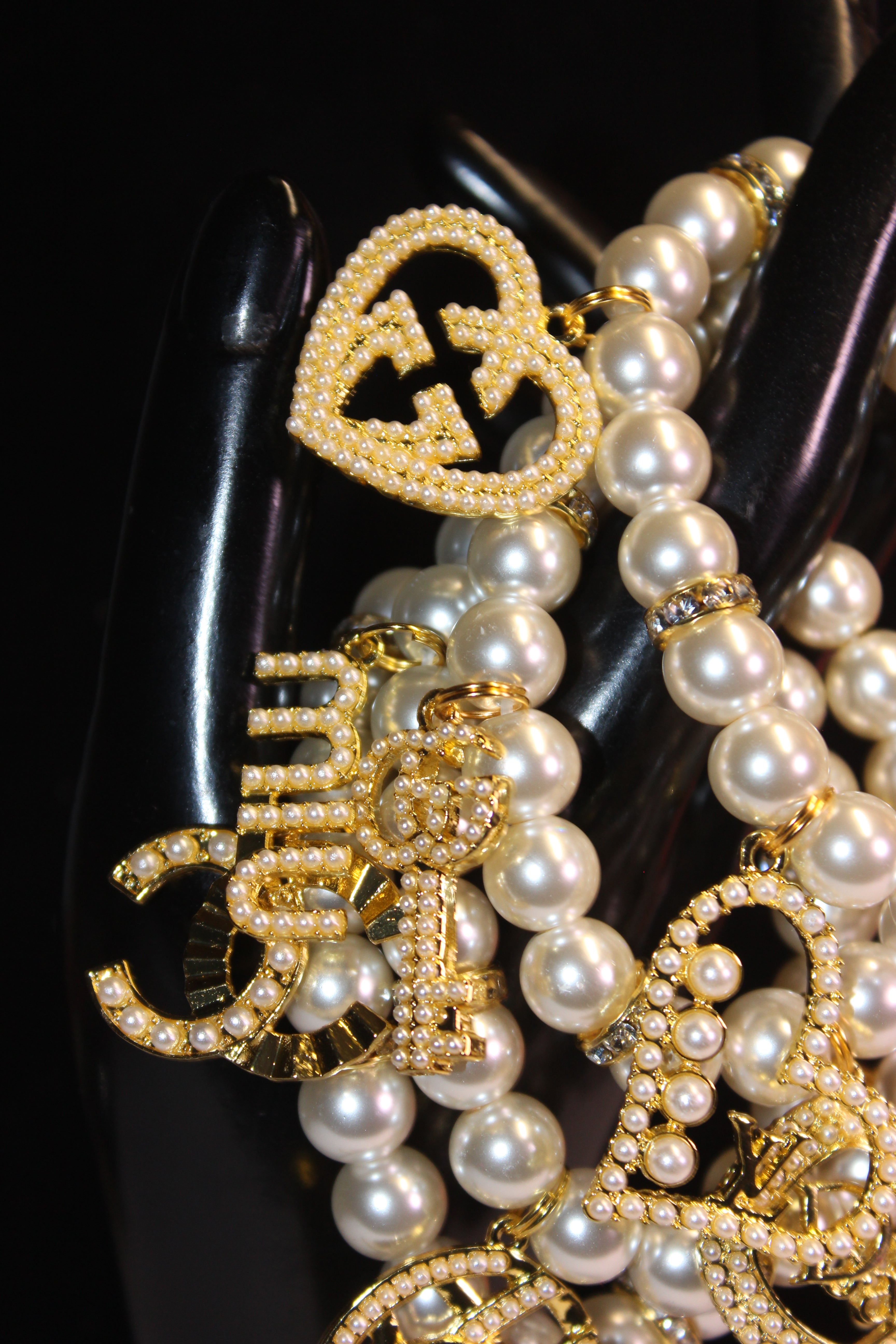 4 Piece Pearl & Gold Luxury Charm Bracelet Set