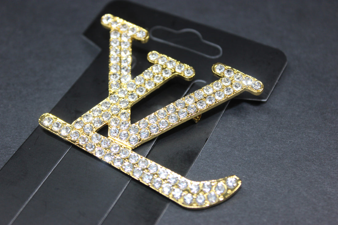 Gold Rhinestone Brooch Pin