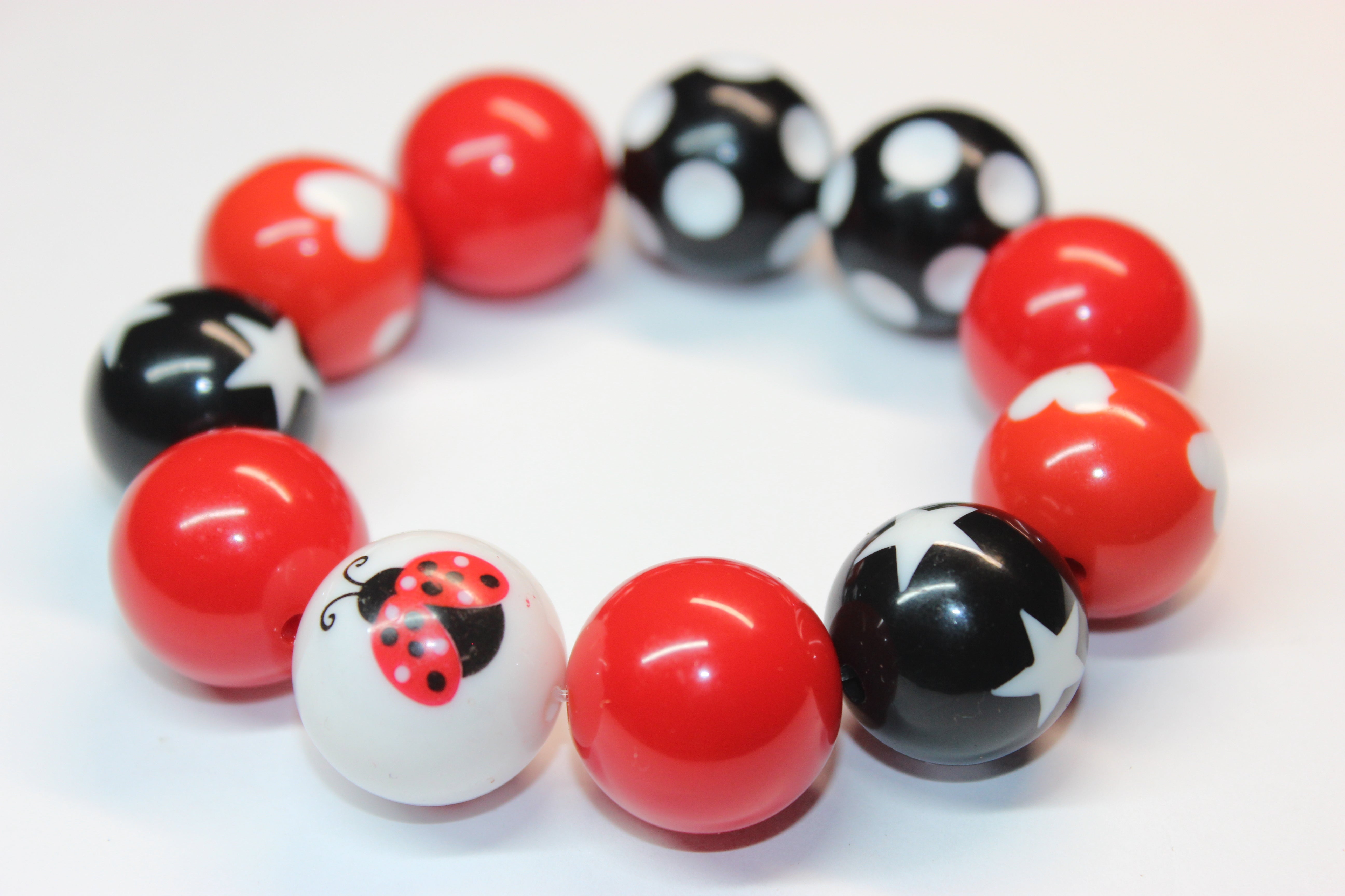 Red Black & White Ladybug Bracelet