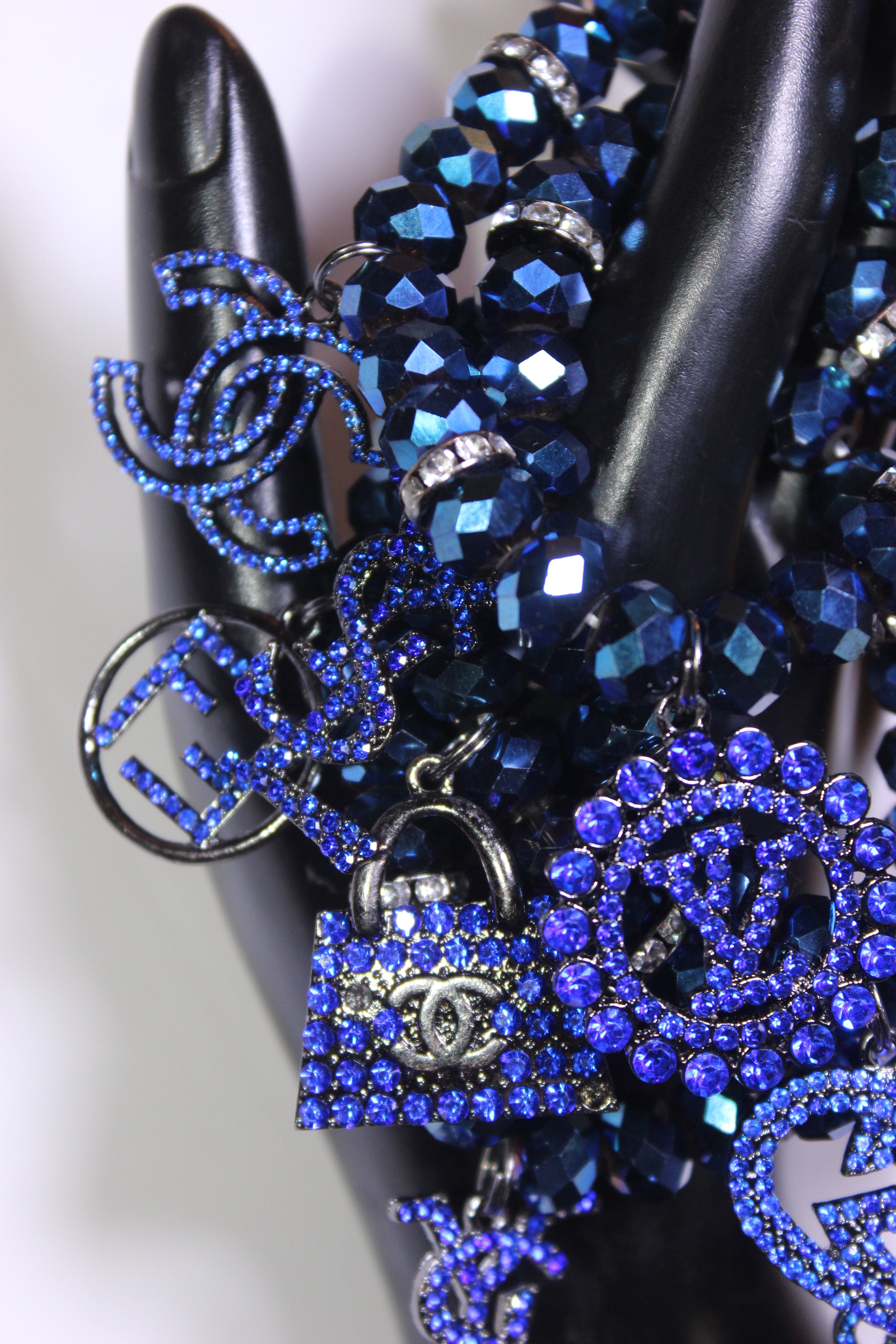 4 Piece Electric Blue Crystal Charm Bracelet Set