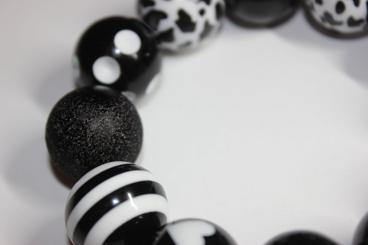 Large Black & White Beaded Bracelet