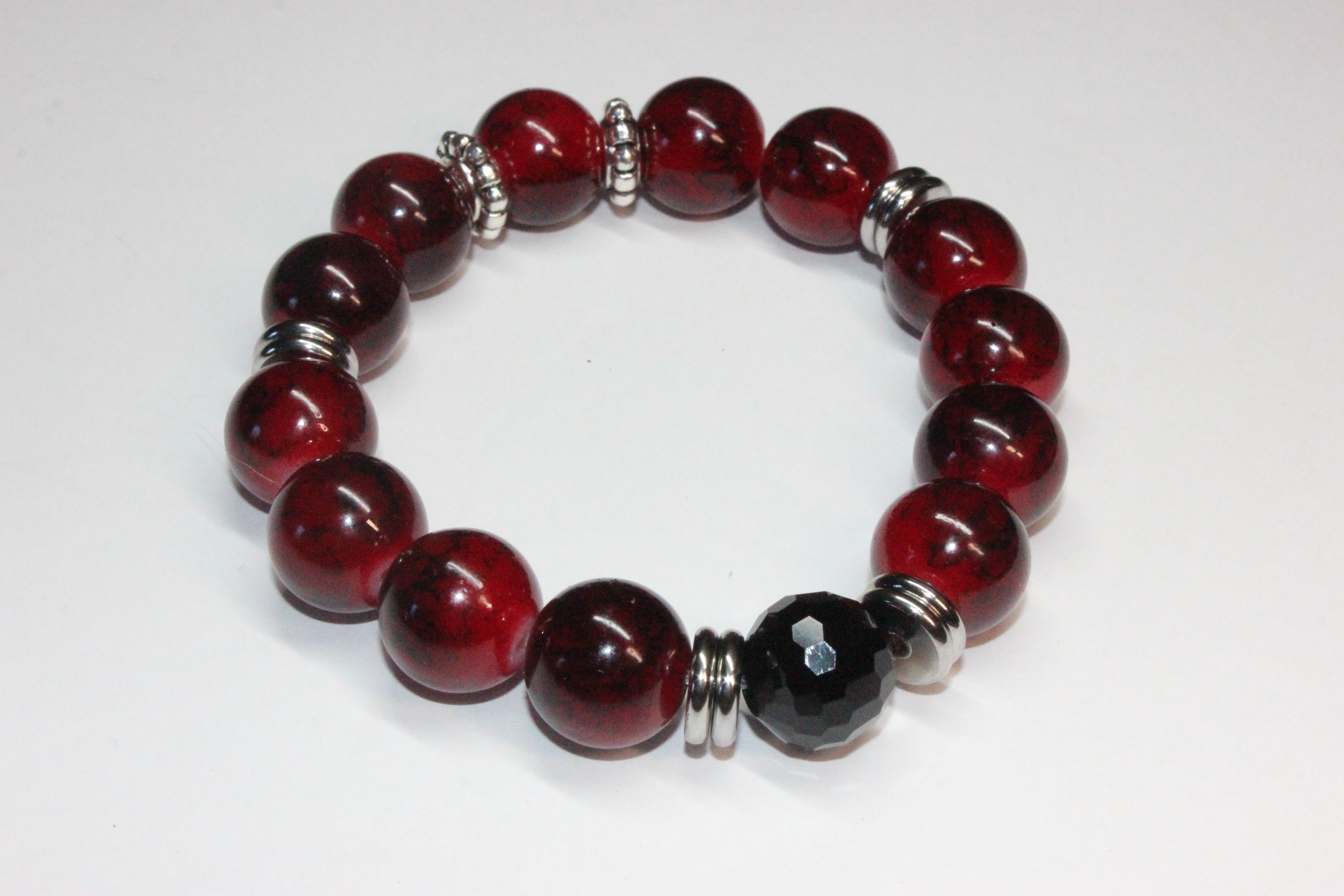 Red & Black Beaded Bracelet