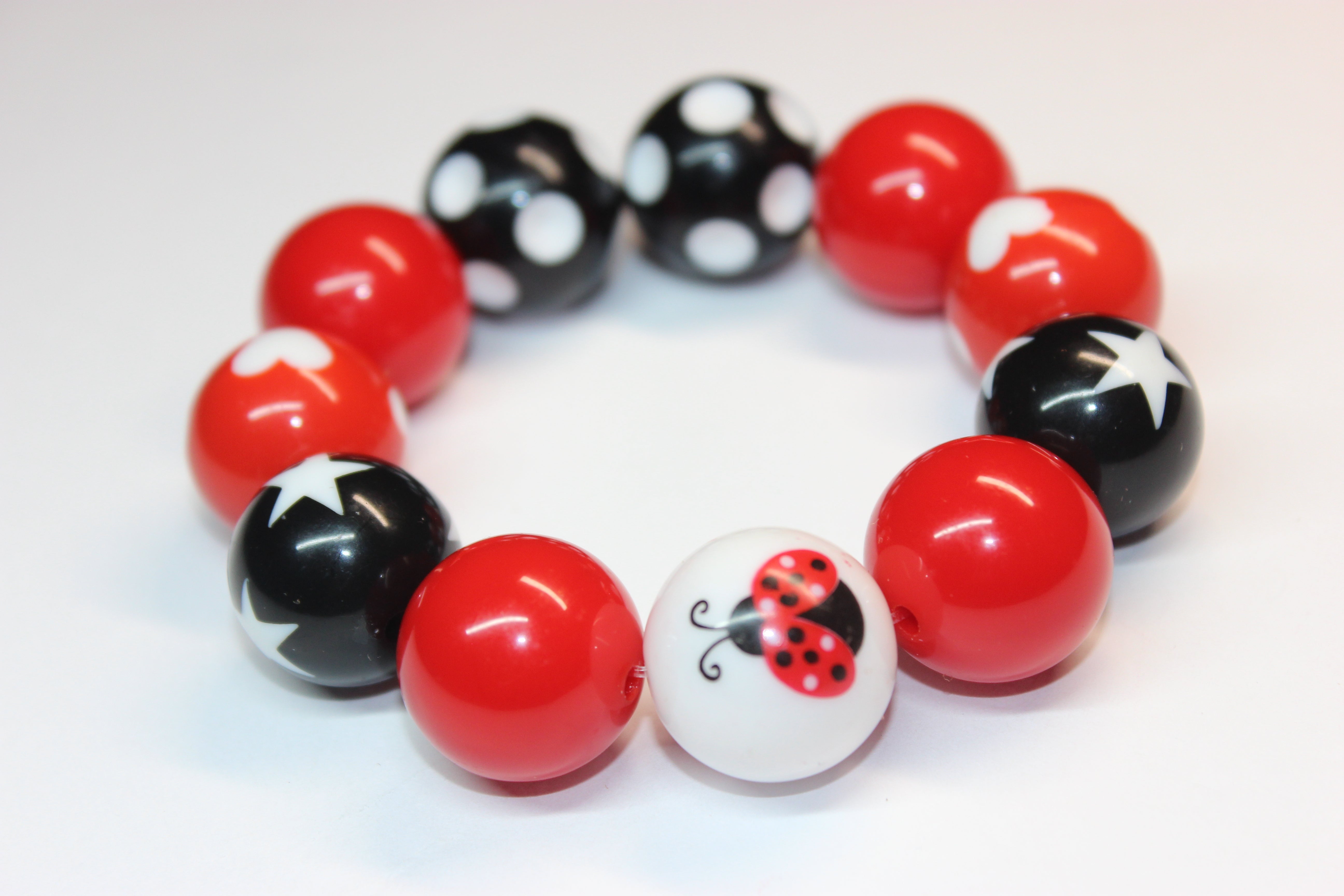 Red Black & White Ladybug Bracelet