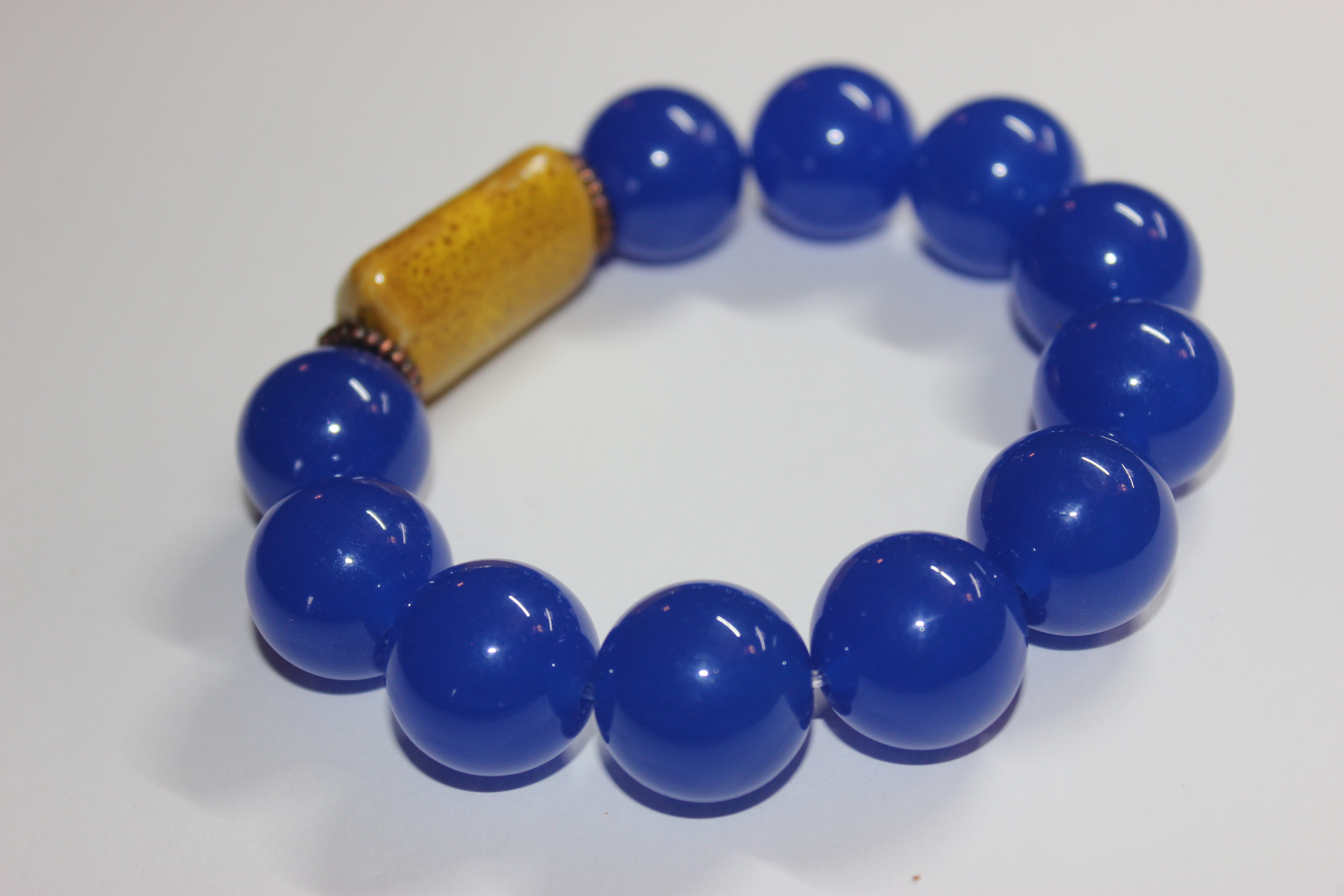 💪🏽BLUE & Mustard Beaded Bracelet