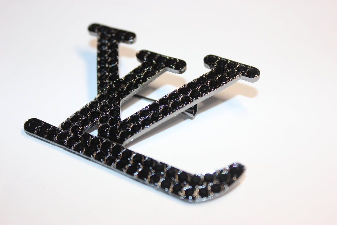 Black Rhinestone Brooch Pin