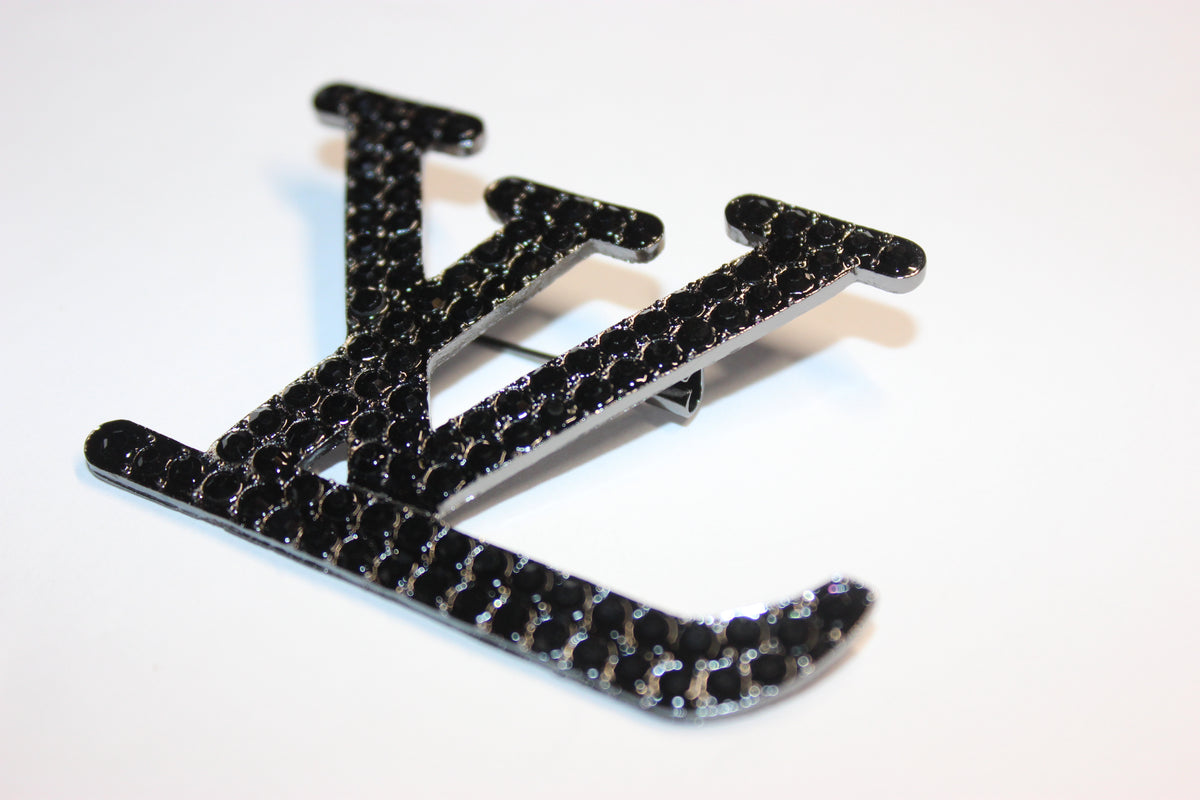 Black Rhinestone Brooch Pin