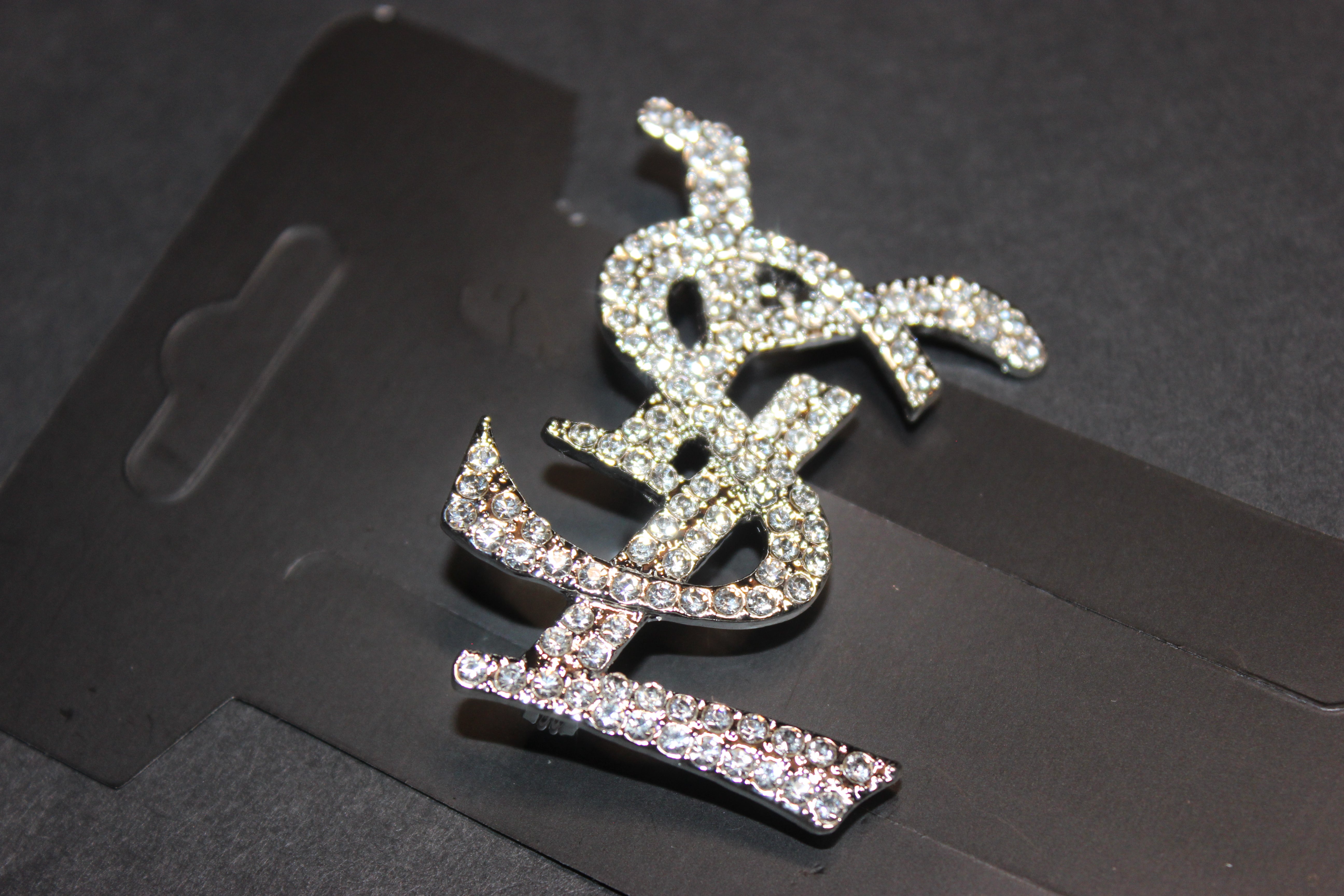 Silver Rhinestone Brooch Pin
