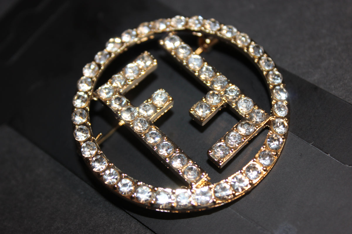 Gold & Rhinestone Brooch Pin