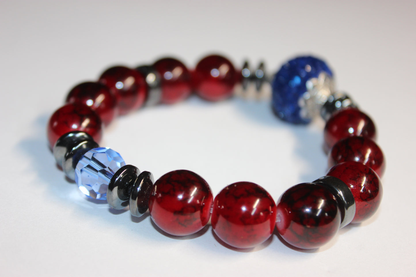 Red & Blue Beaded Bracelet