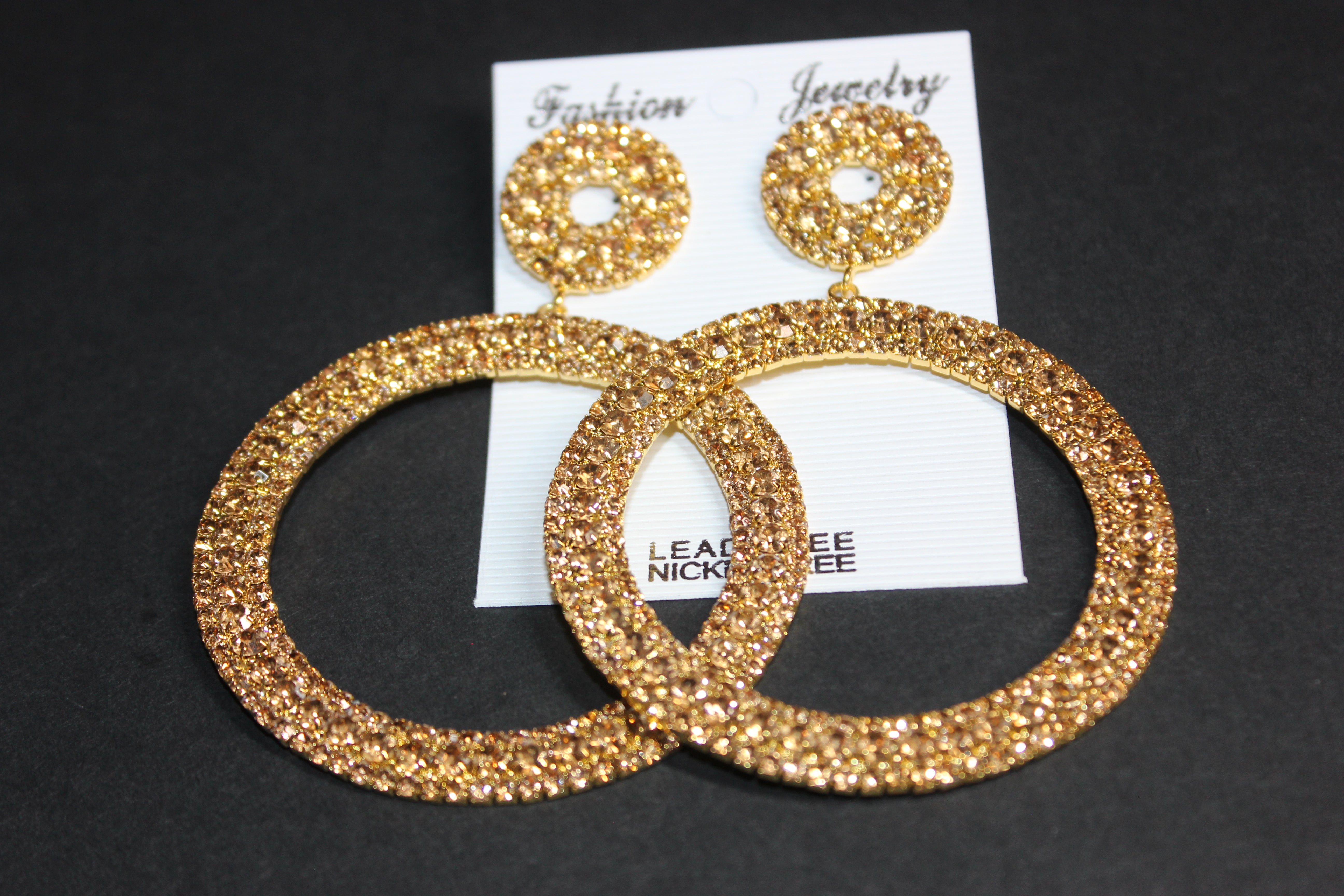 Champagne Rhinestone Hoop Earrings
