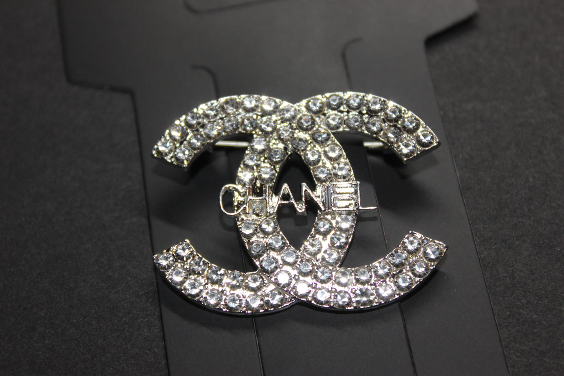 Silver Rhinestone Brooch Pin