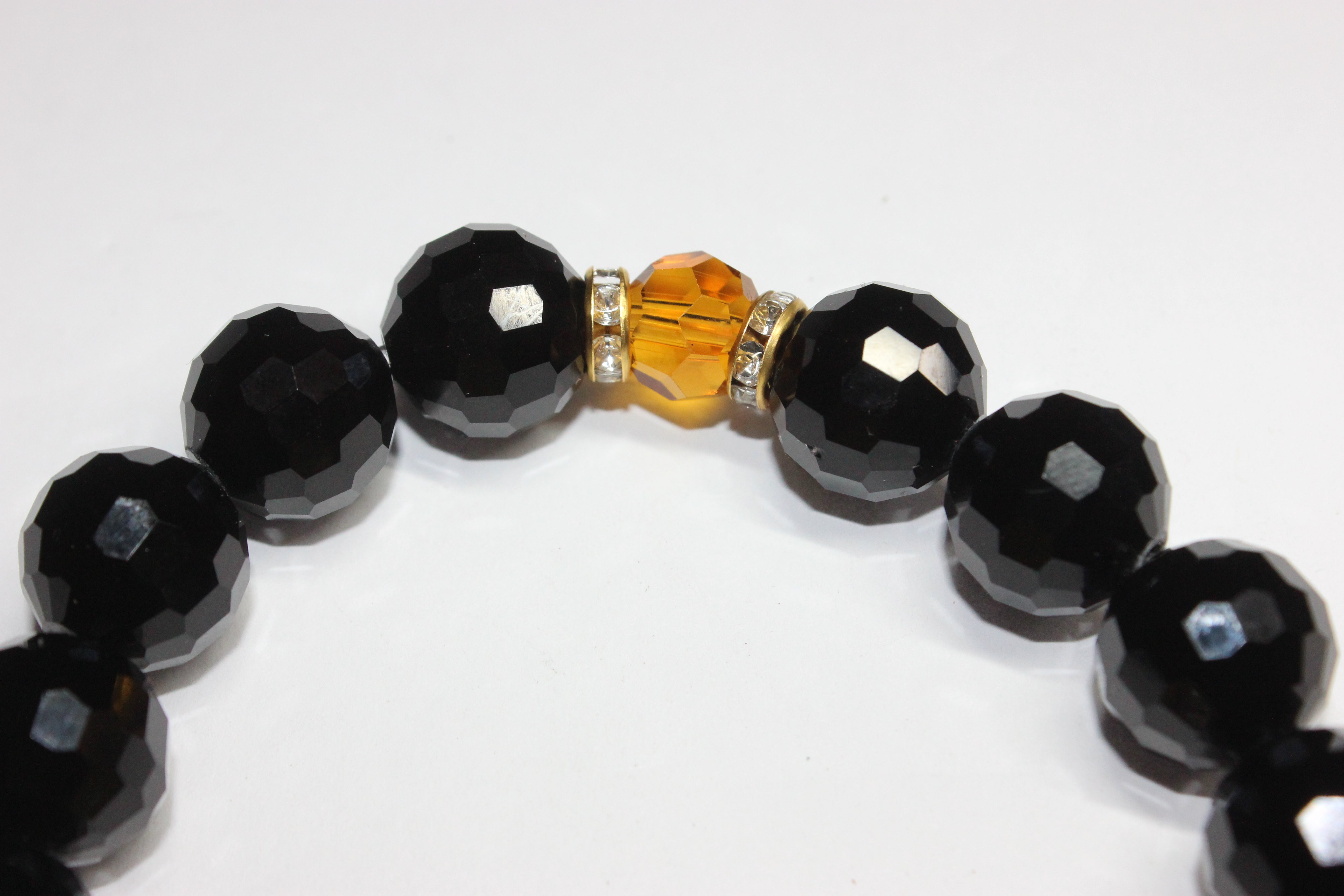 Black/Mustard/Topaz Set In Gold Black Ice Bracelet with Smooth Ceramic Gemstone