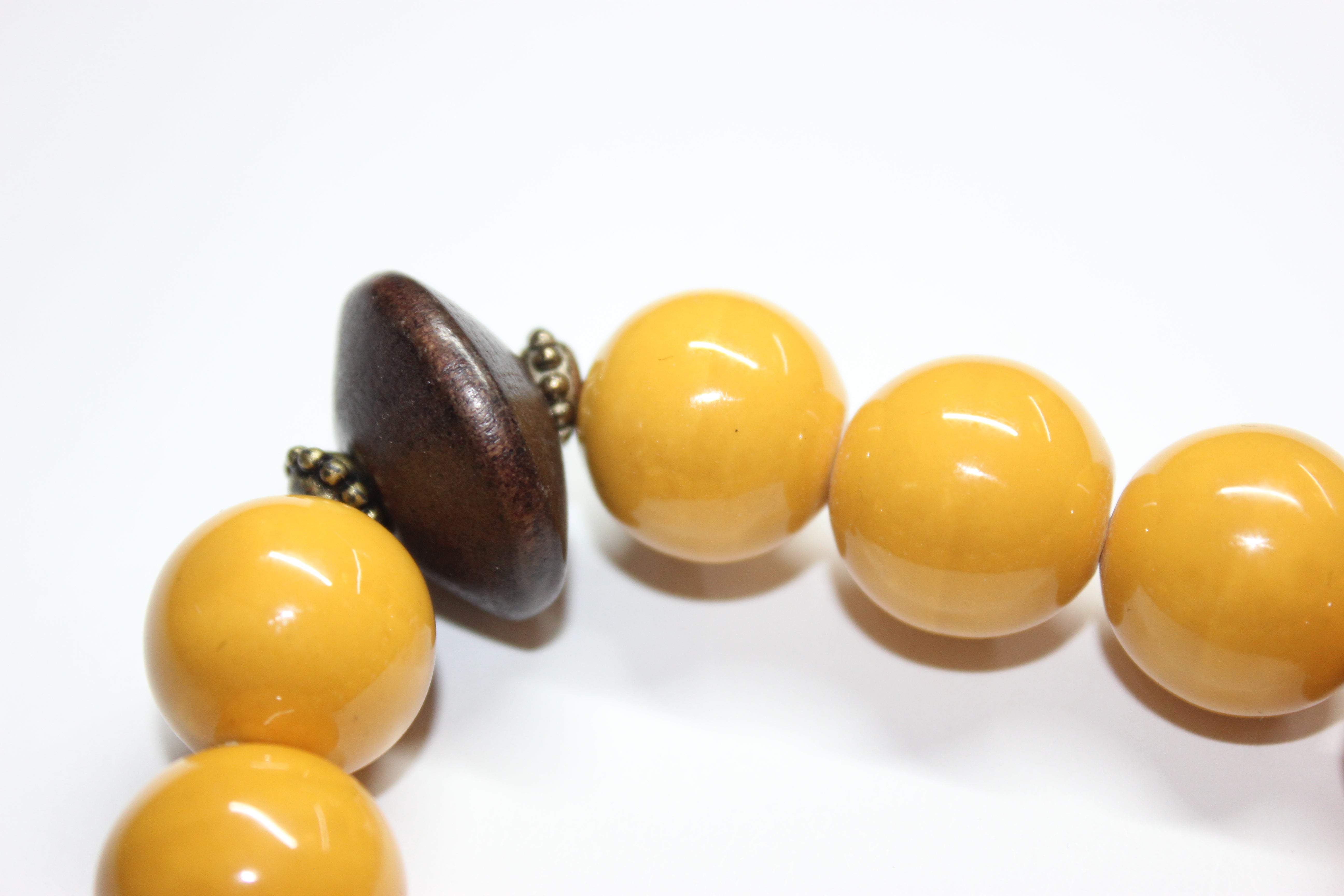Mustard & Brown Ceramic Bracelet