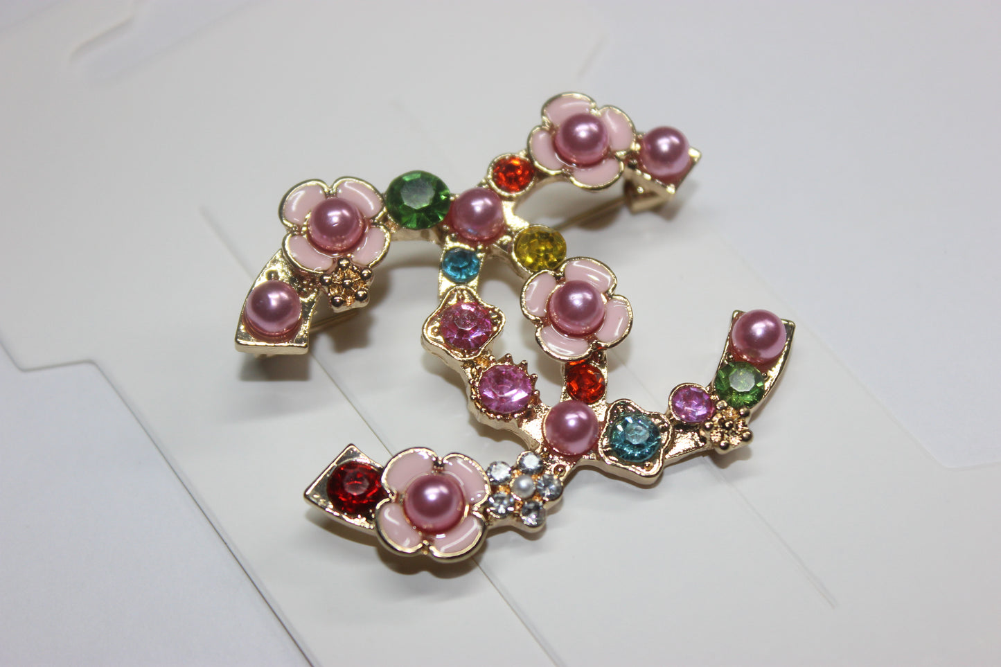 Pink/Colorful & Gold Brooch Pin