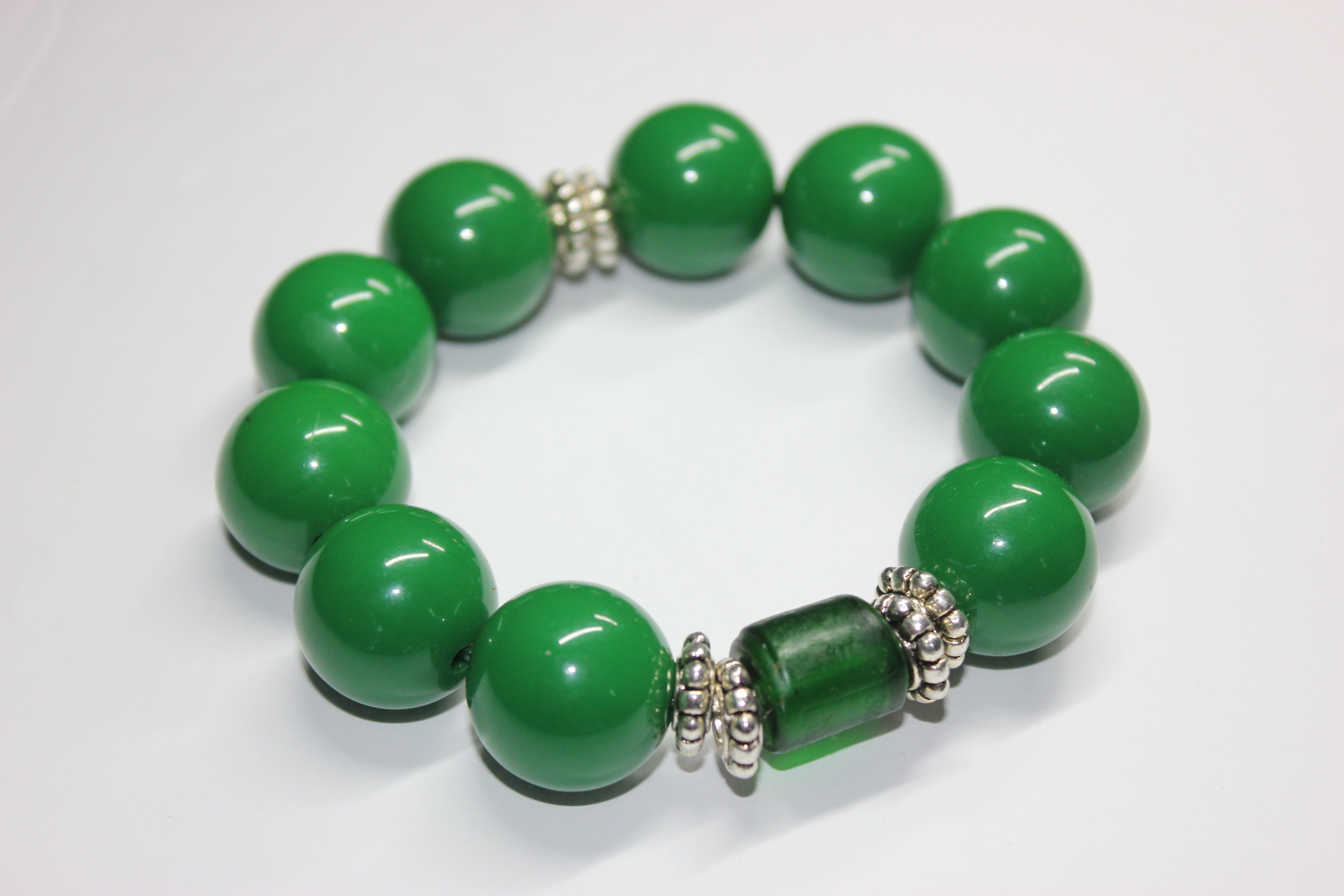 Large Green Beaded Bracelet