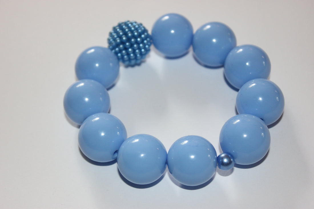 Large Light Blue Beaded Bracelet