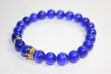 Blue & Gold w/ Crown Beaded Bracelet