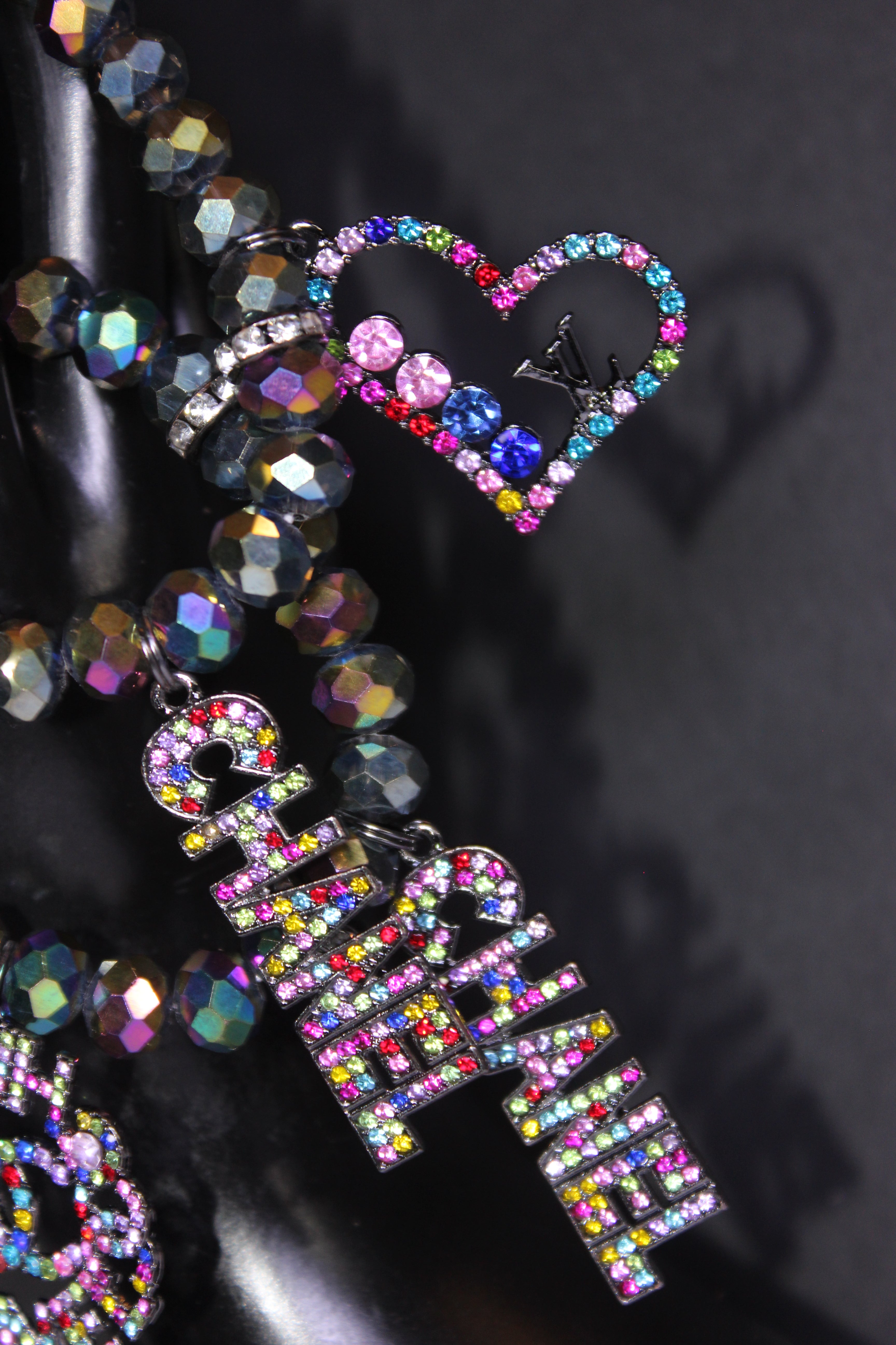 2 Piece Crystal Multicolored Charm Bracelet Set