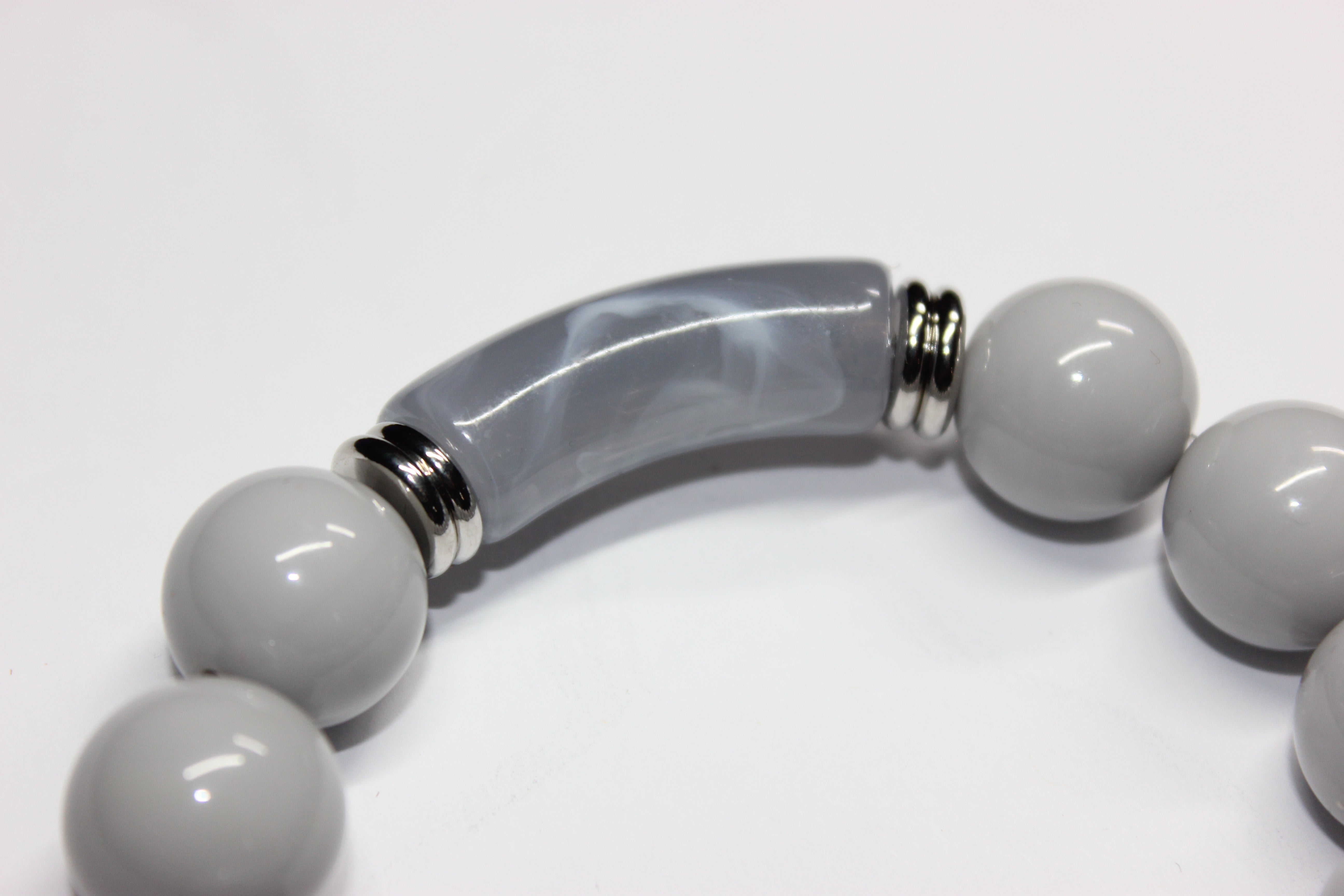 Shades Of Grey & Silver Beaded Bracelet