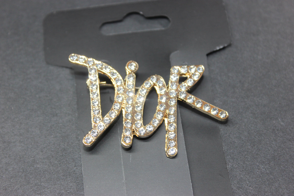 Gold Rhinestone Brooch Pin