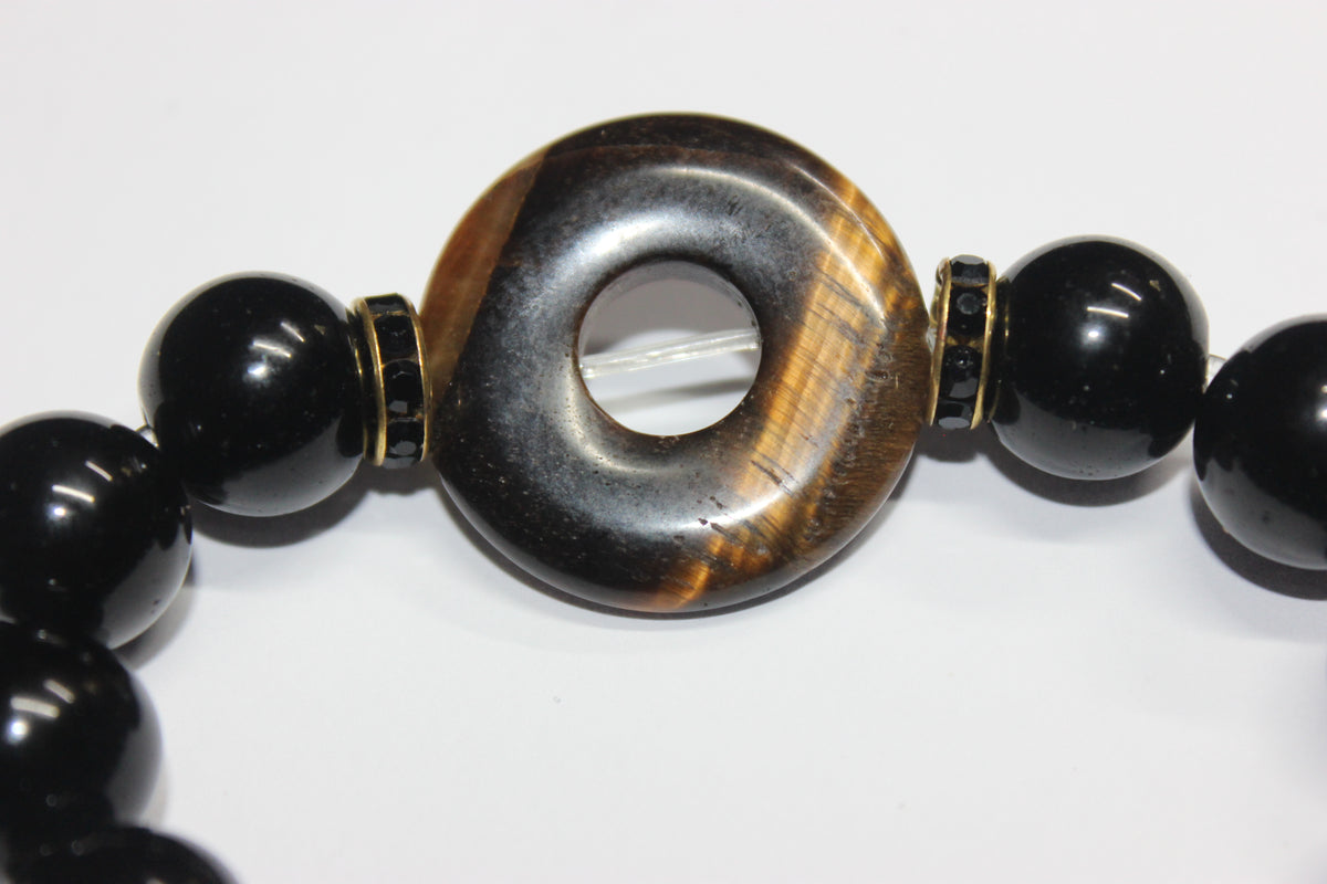 Black Gold & Tiger Eye Beaded Bracelet