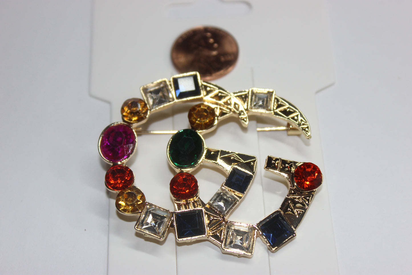 Gold Multicolored Brooch Pin
