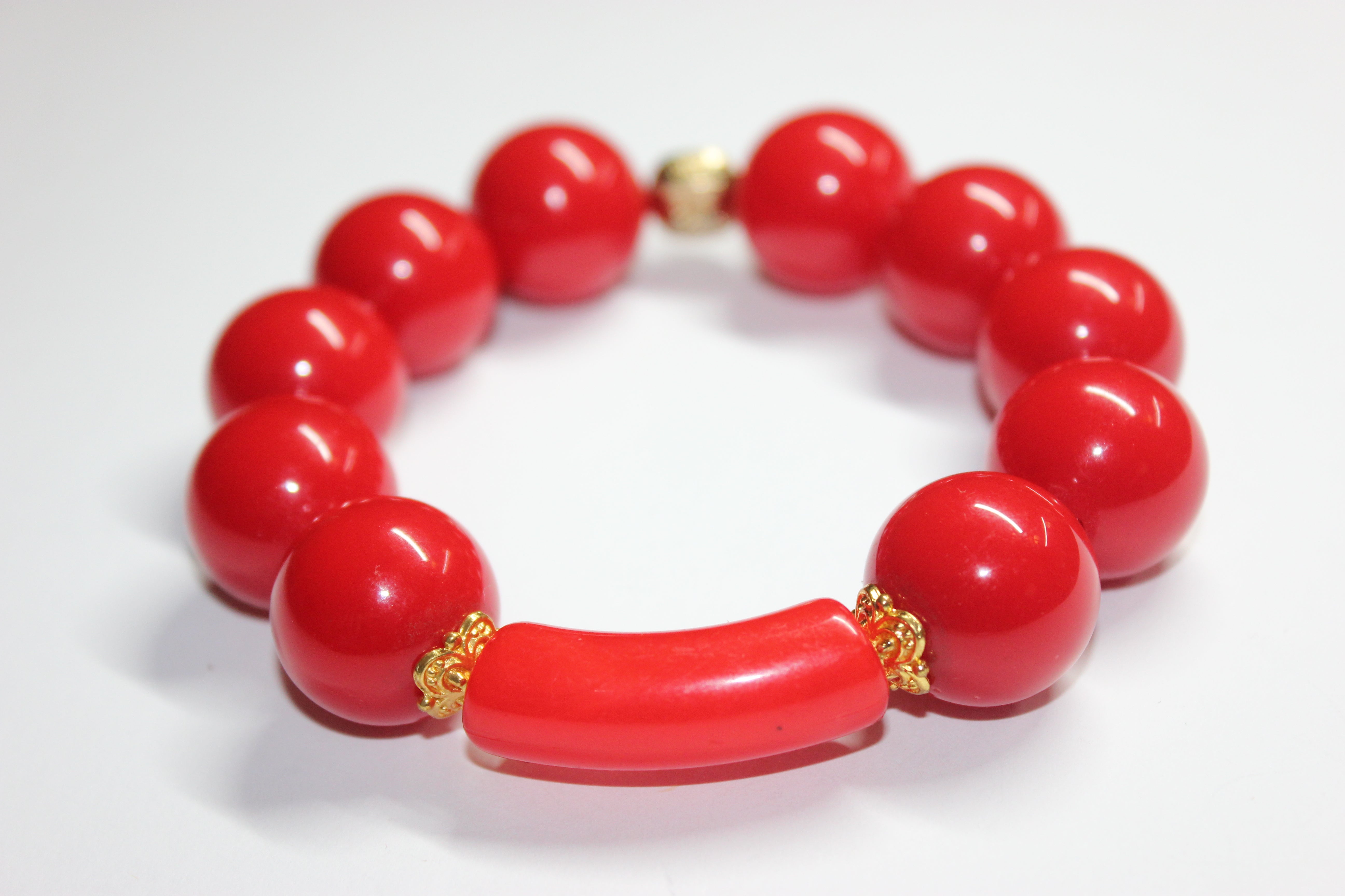 Red & Gold Beaded Bracelet