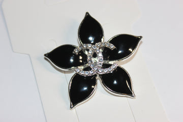 Black & Silver Rhinestone Brooch Pin