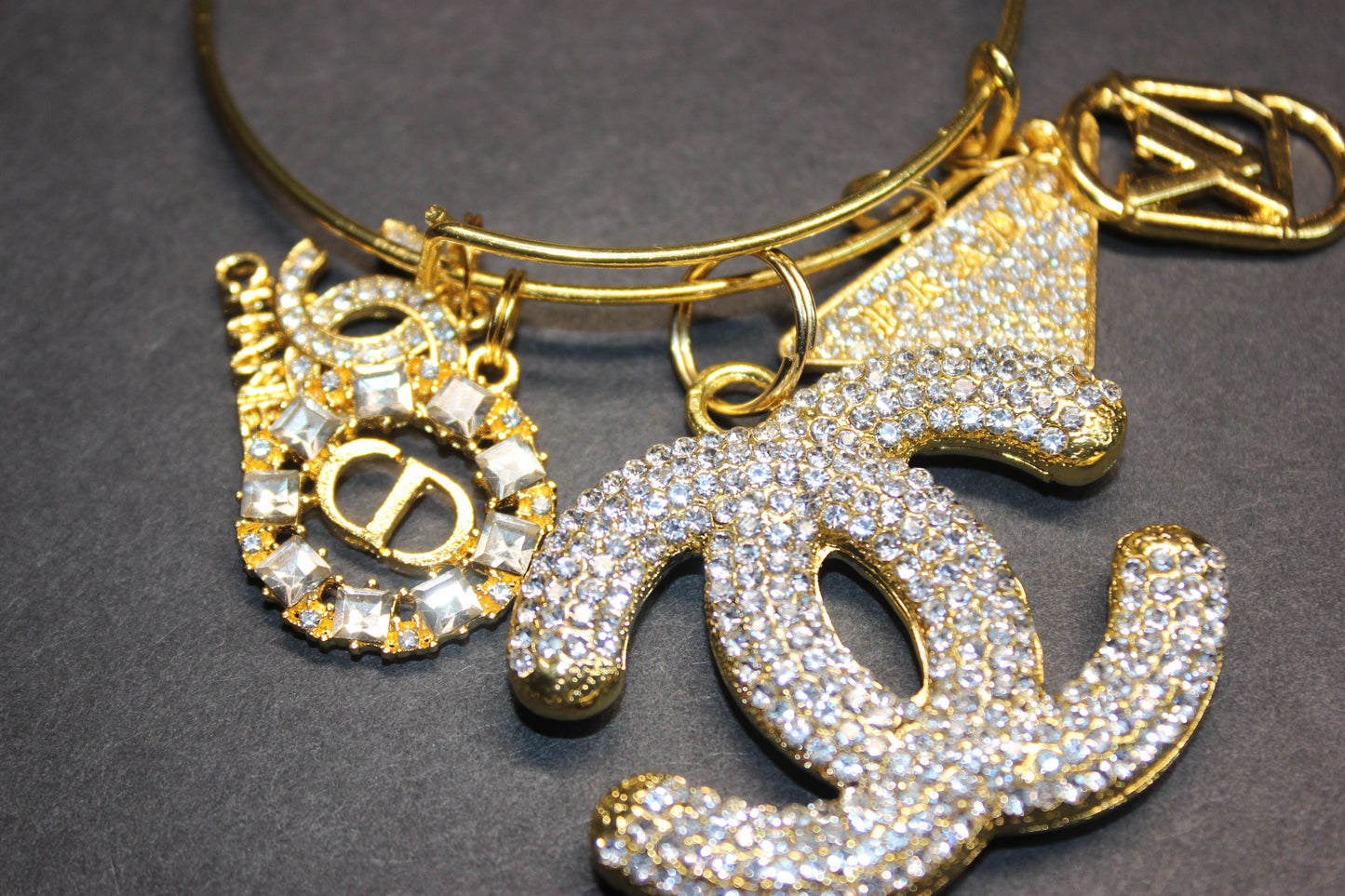 5 CHARM GOLD BANGLE BRACELET