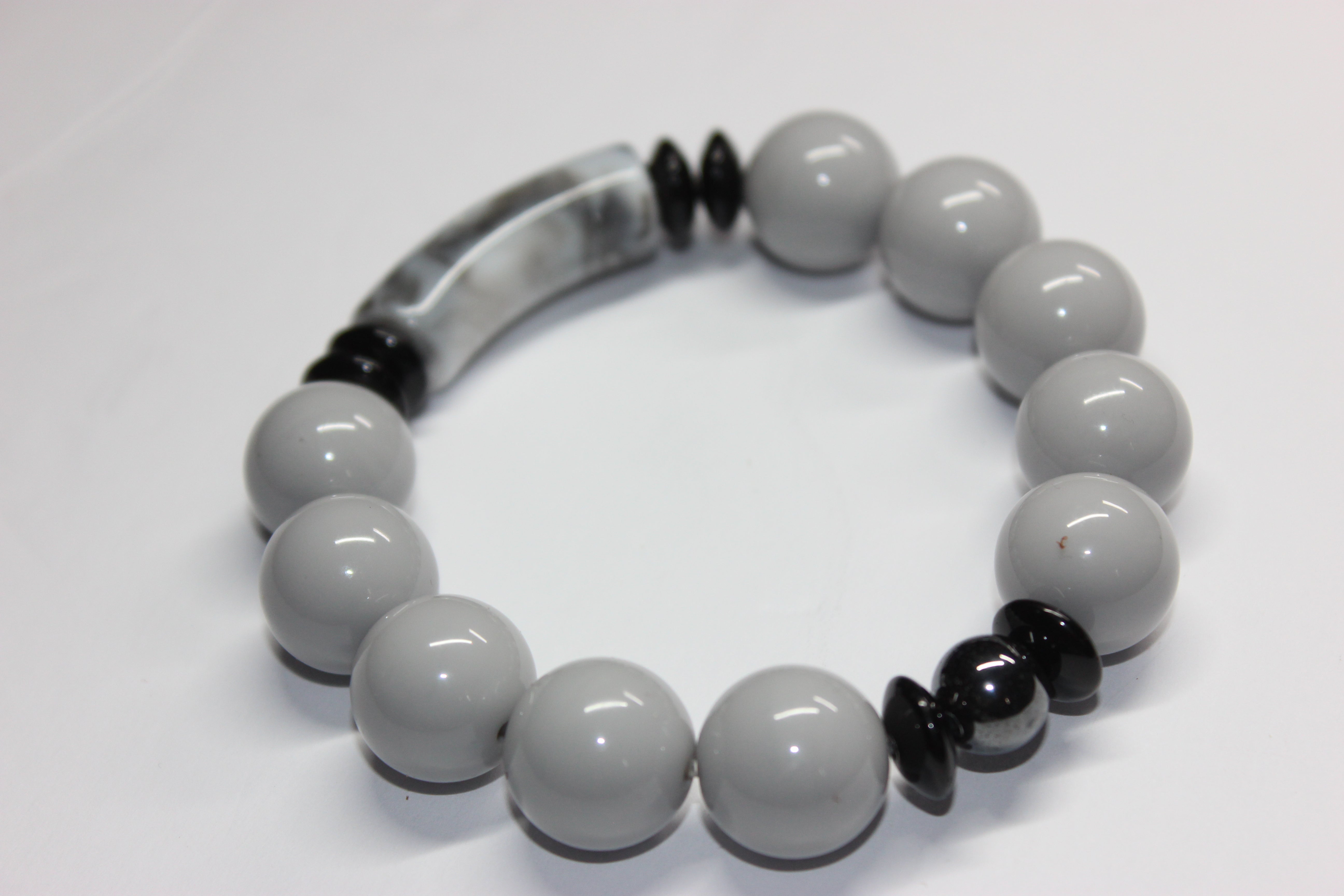 Shades Of Marble Grey & Black Beaded Bracelet