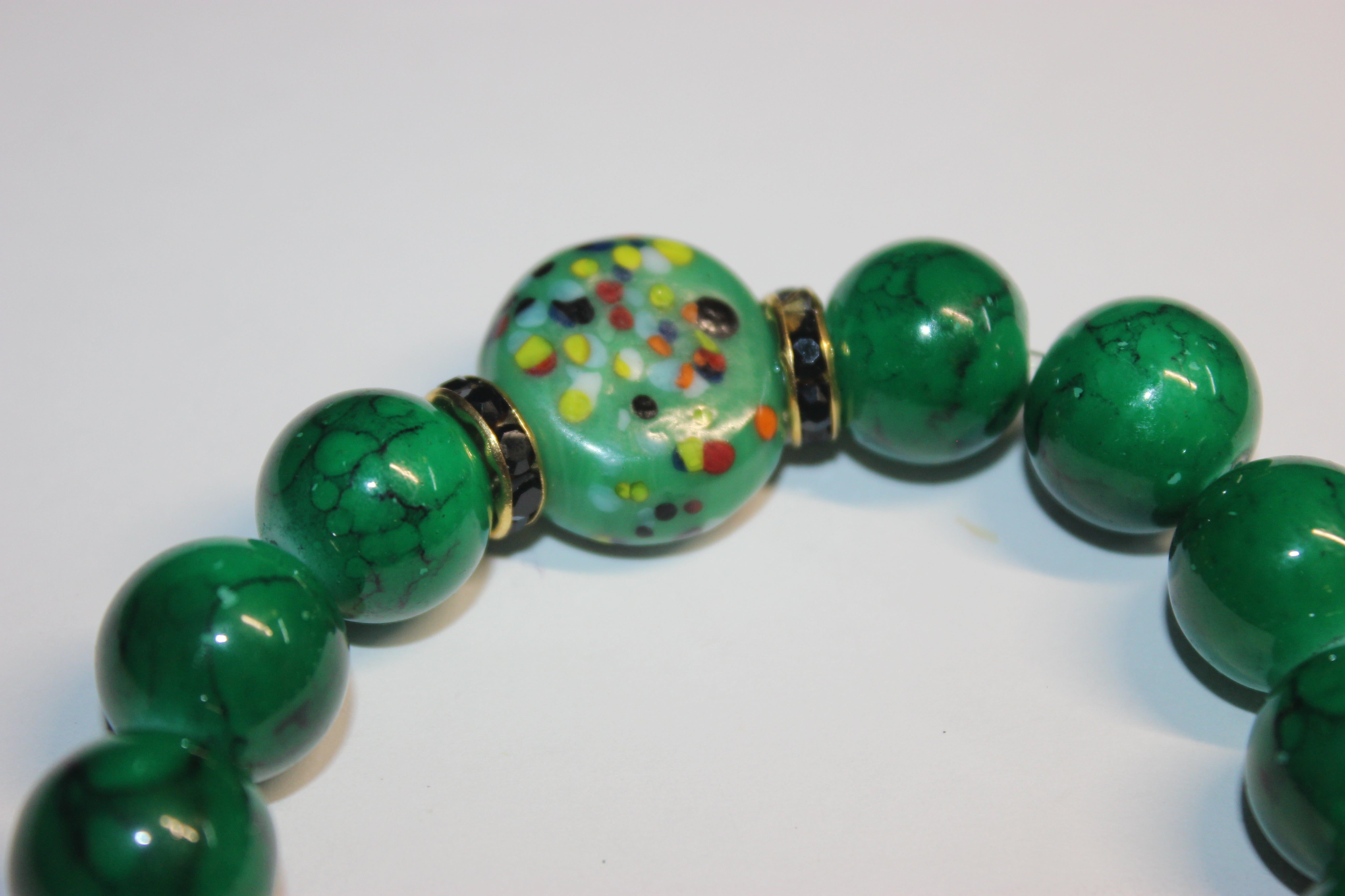 Shades Of Green BOBCAT Beaded Bracelet