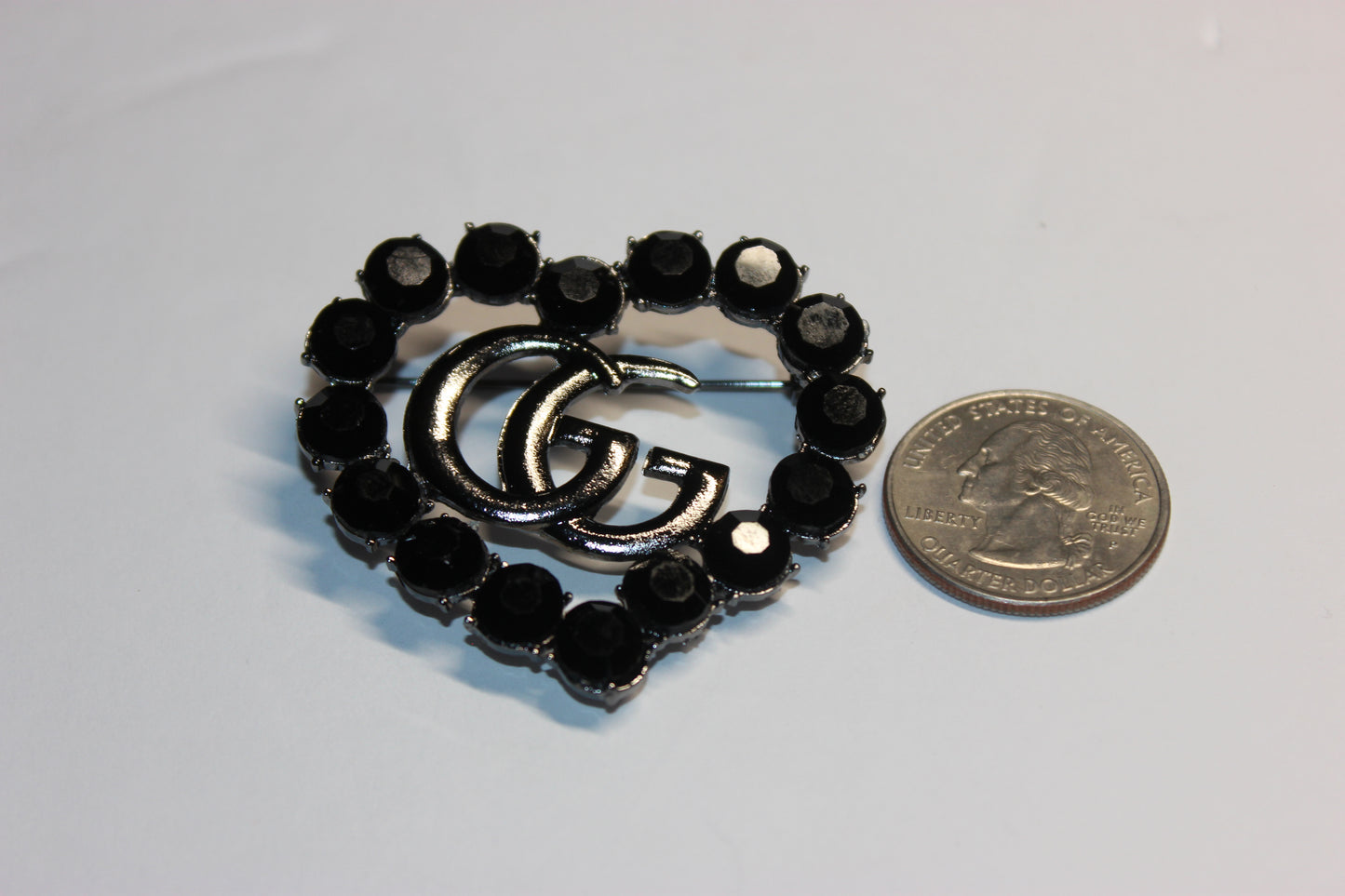 Black Rhinestone Brooch Pin