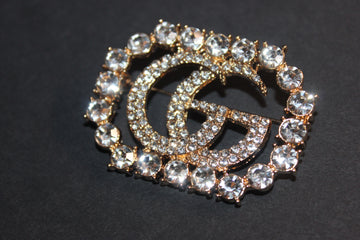 Gold Rhinestone Brooch Pin