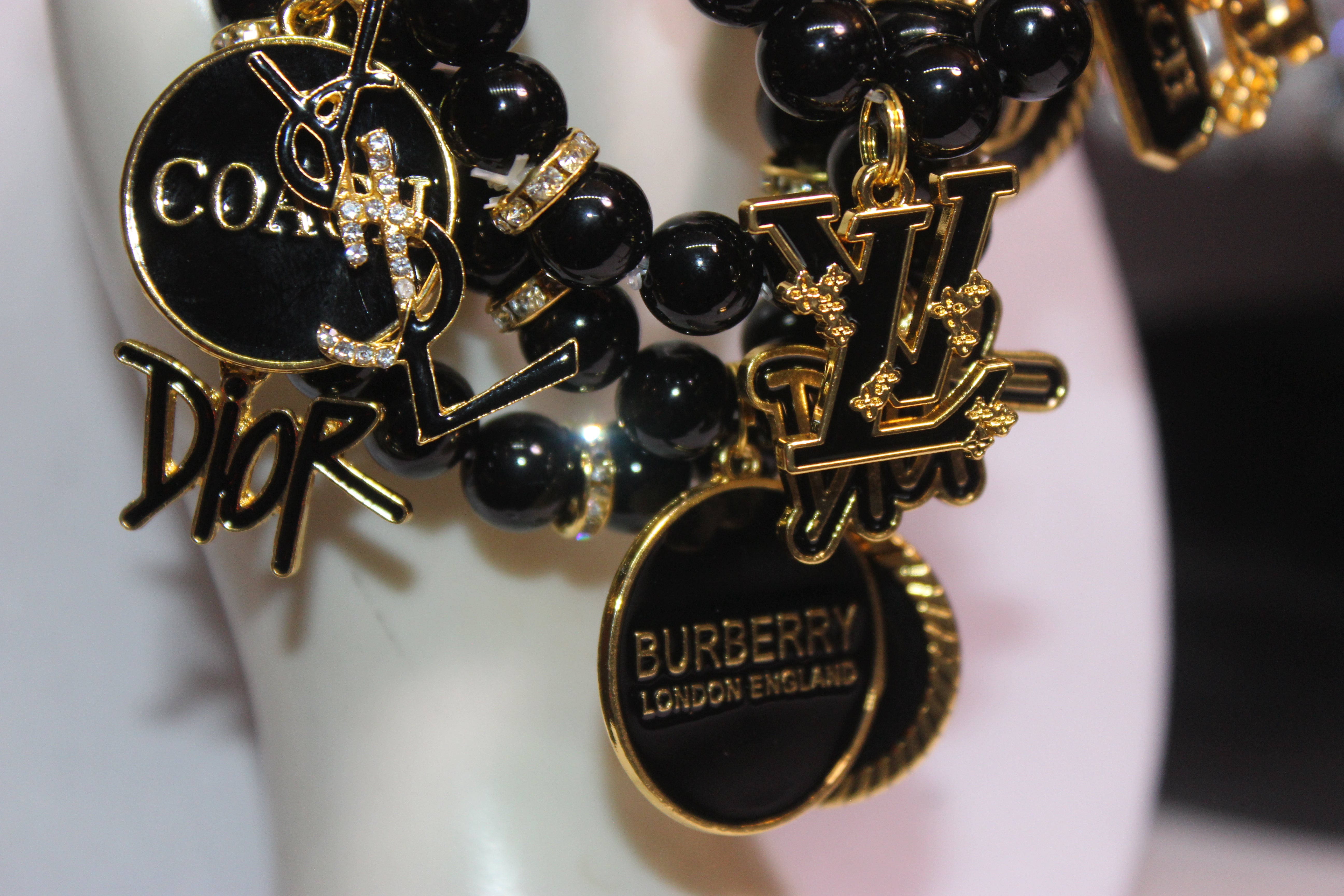 Black & Gold 4 Piece Charm Bracelet Set
