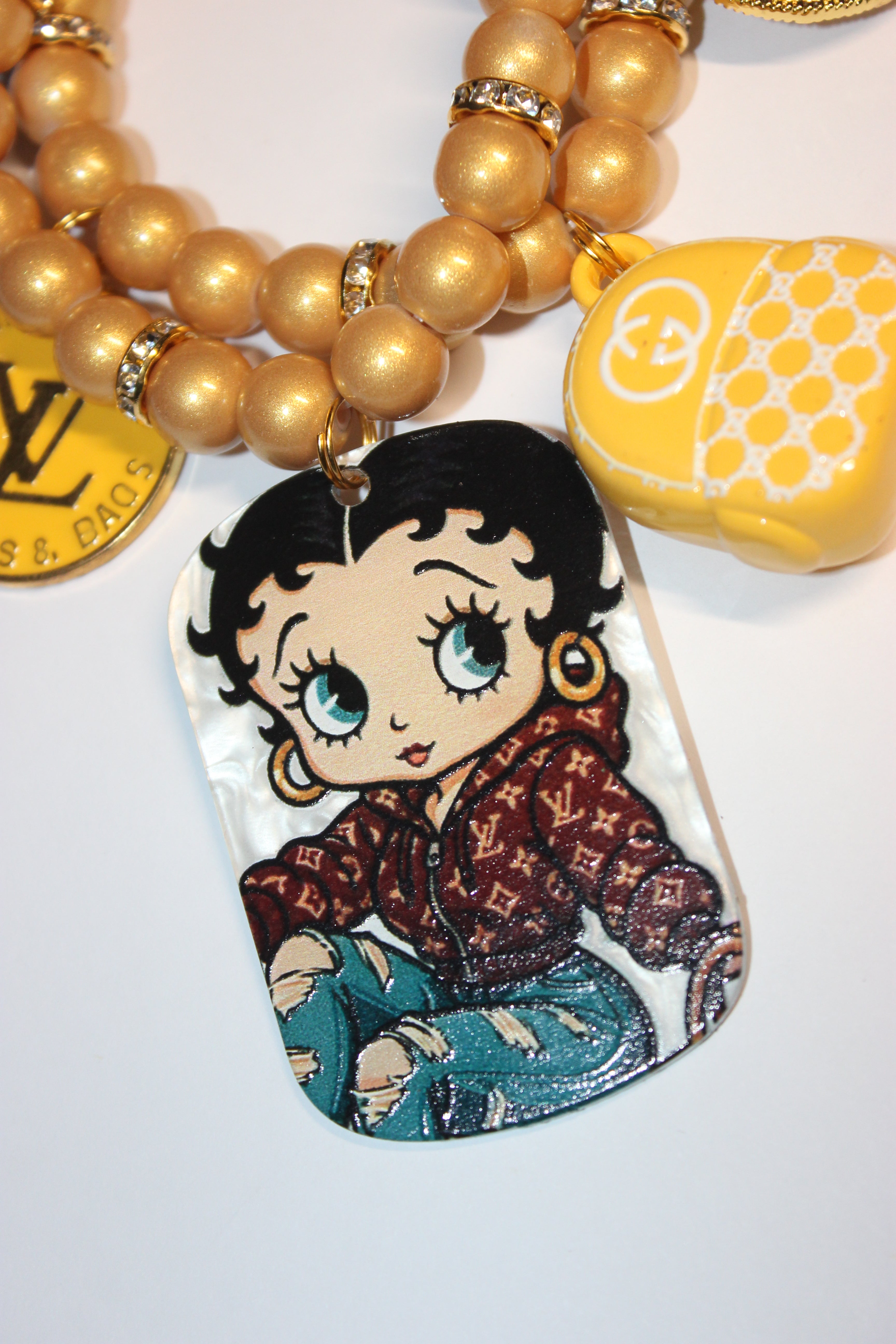 2 Piece Mustard & Gold Charm Bracelet Set