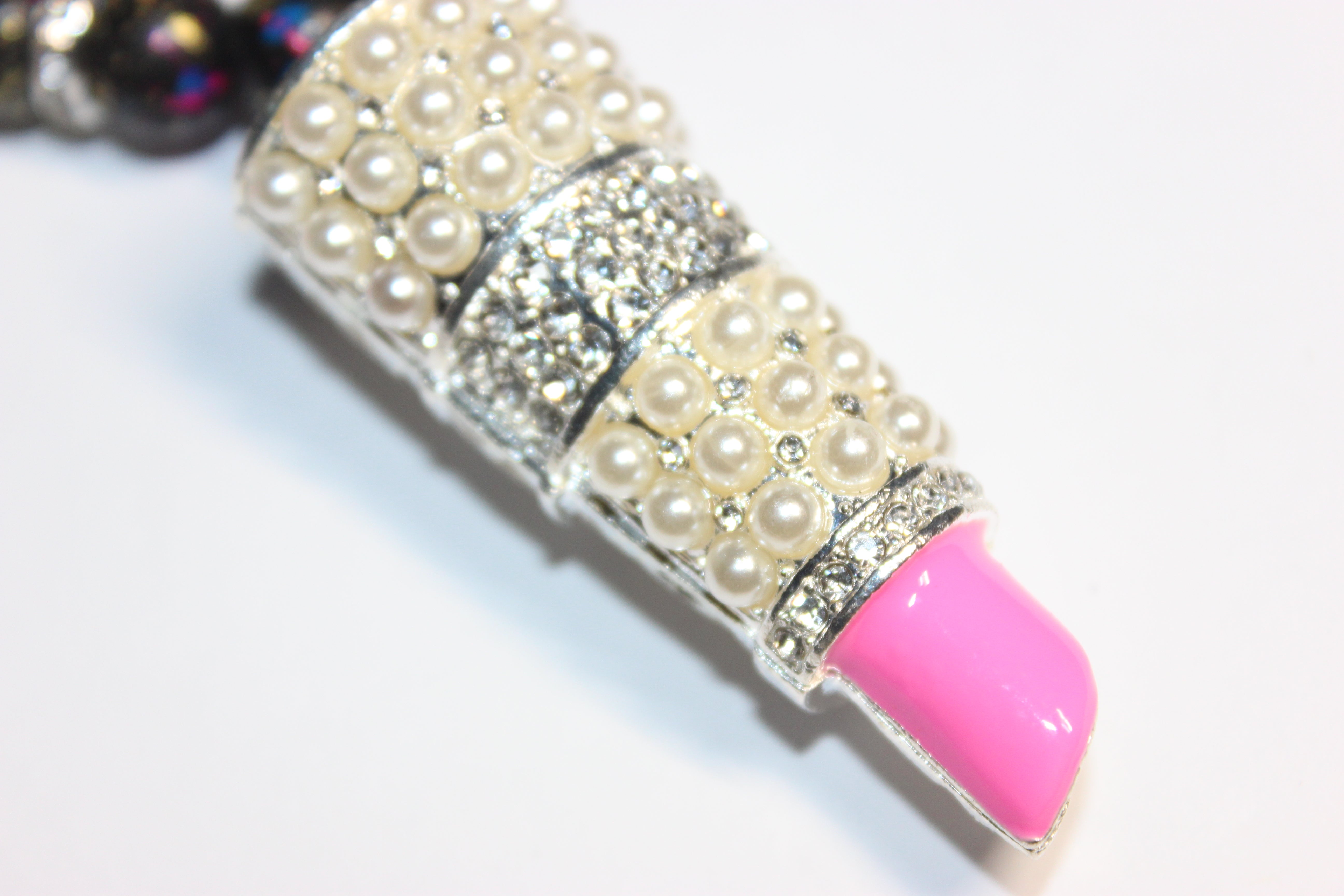 Black/Pink White w/ Silver Charm Bracelet (1)