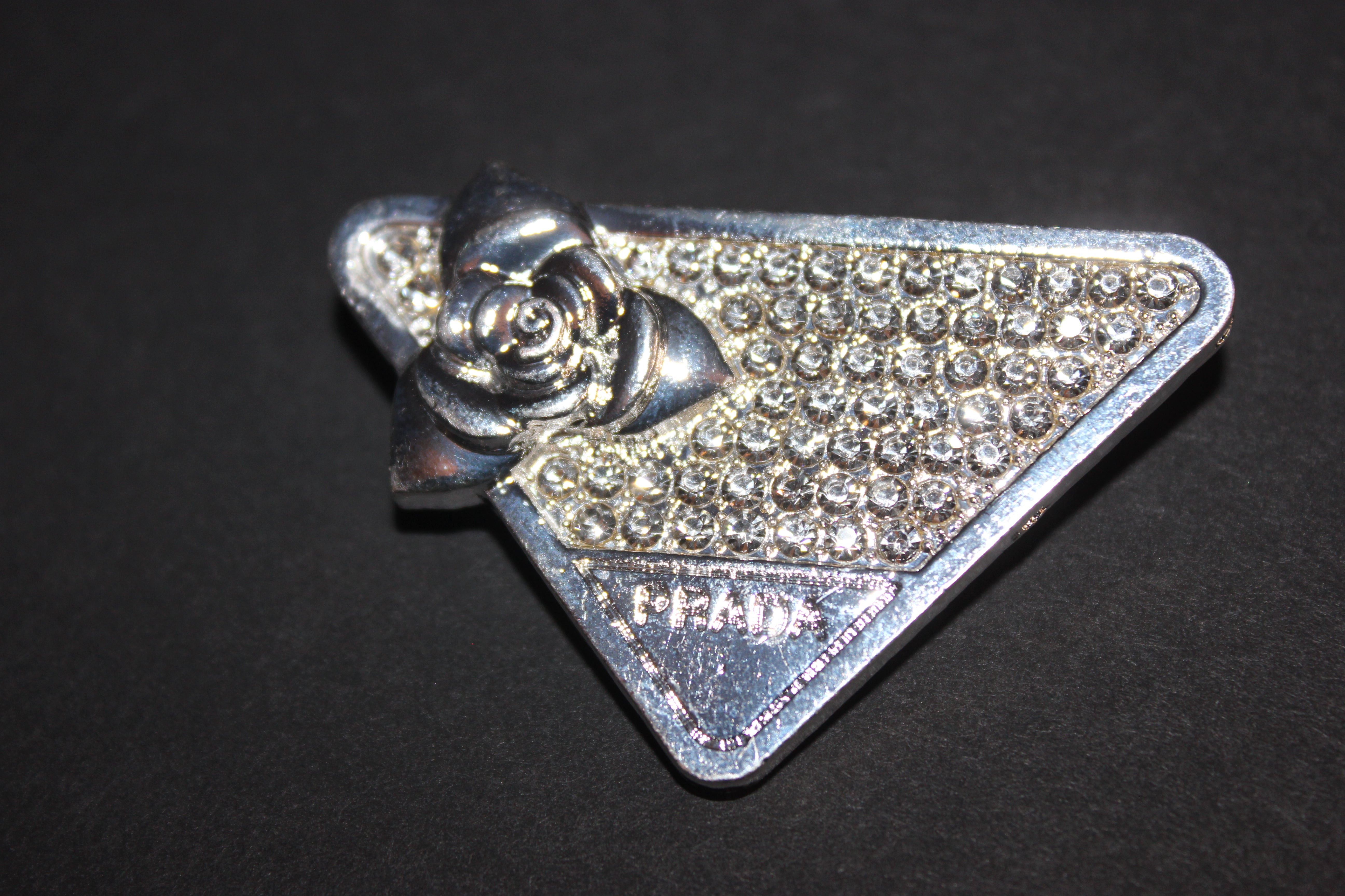 Silver Rhinestone Brooch Pin