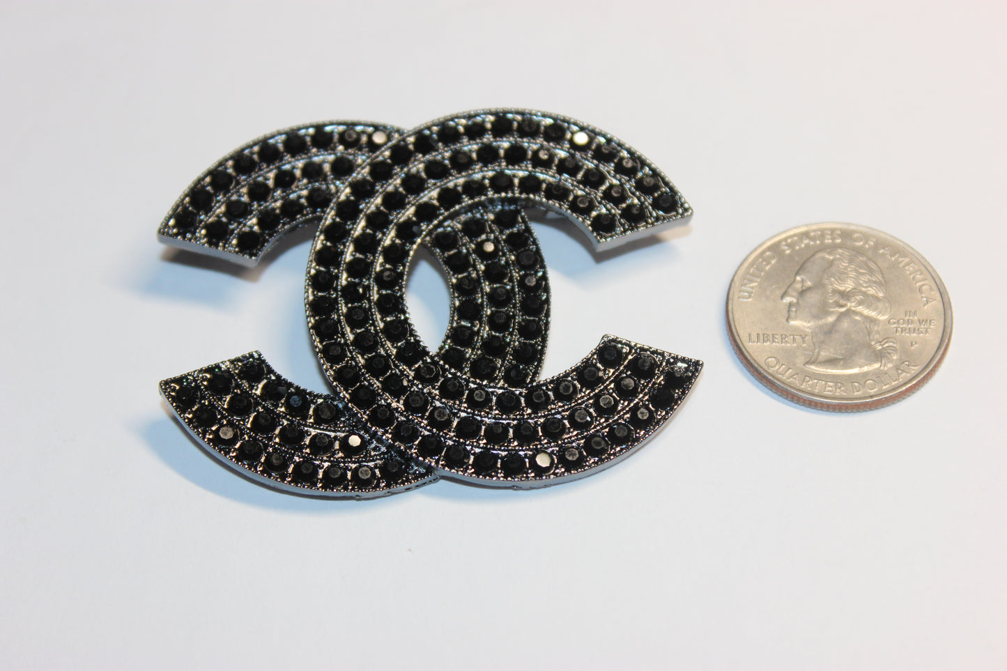 Black Rhinestone Brooch Pin