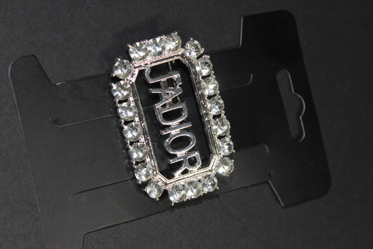 Silver Rhinestone Brooch Pin