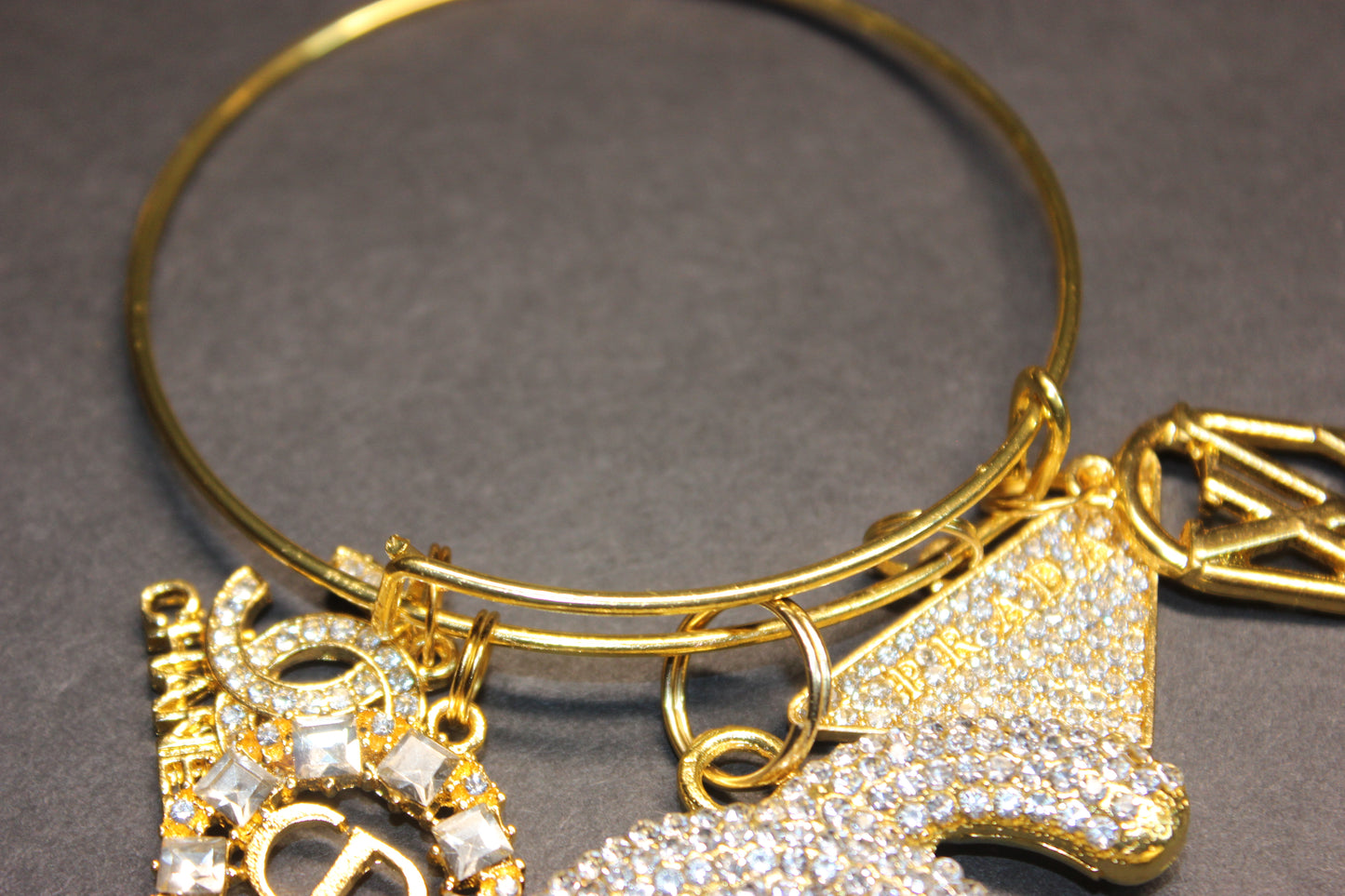 5 CHARM GOLD BANGLE BRACELET
