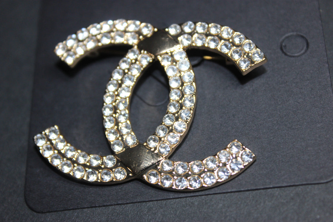 Gold Rhinestone Brooch Pin