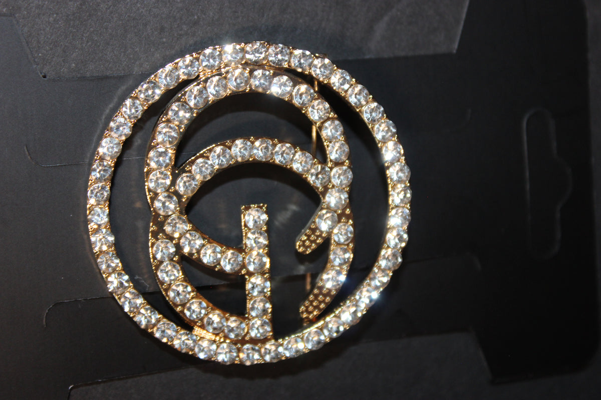Rhinestone Gold Brooch Pin