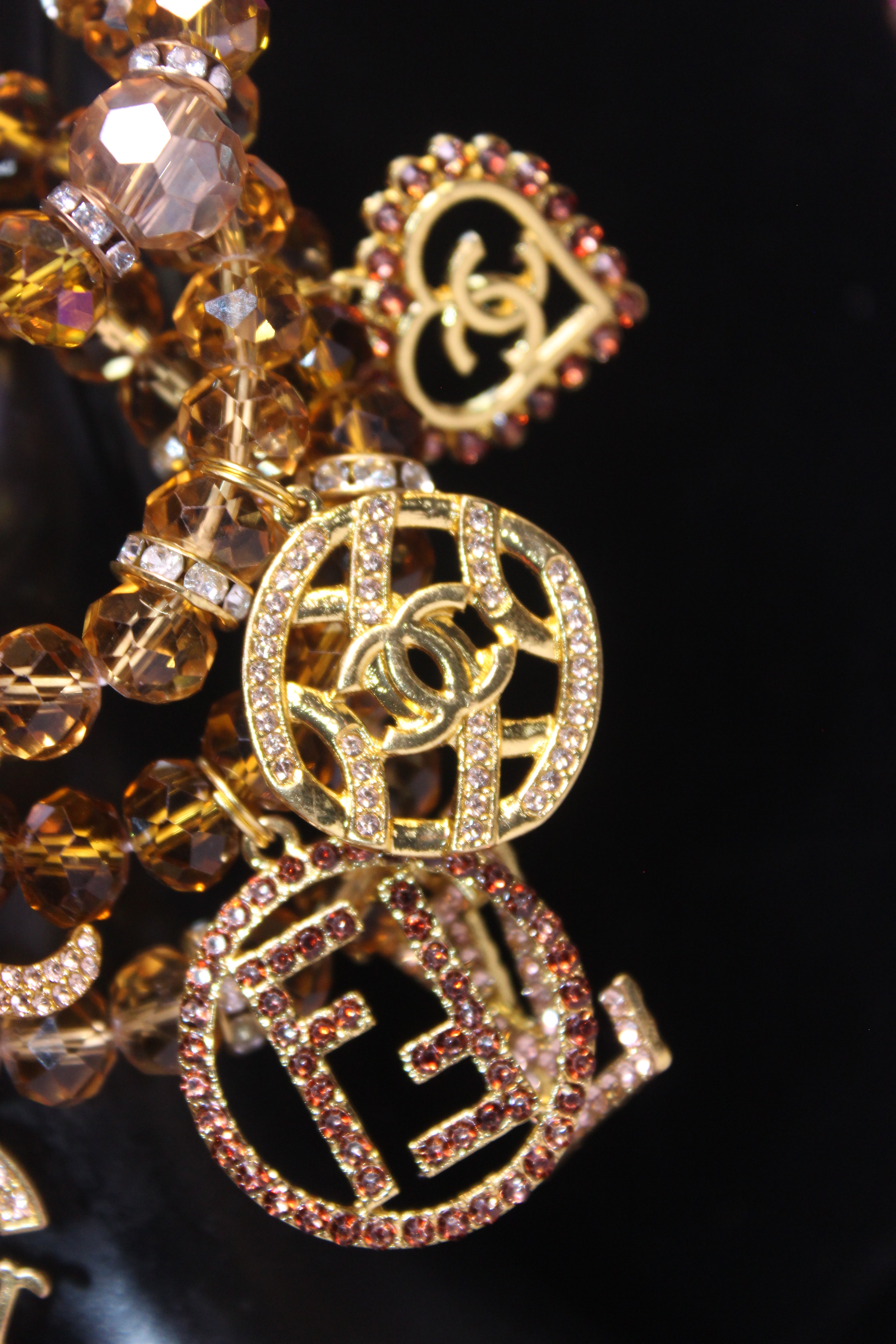 4 Piece Topaz & Gold Crystal Charm Bracelet Set