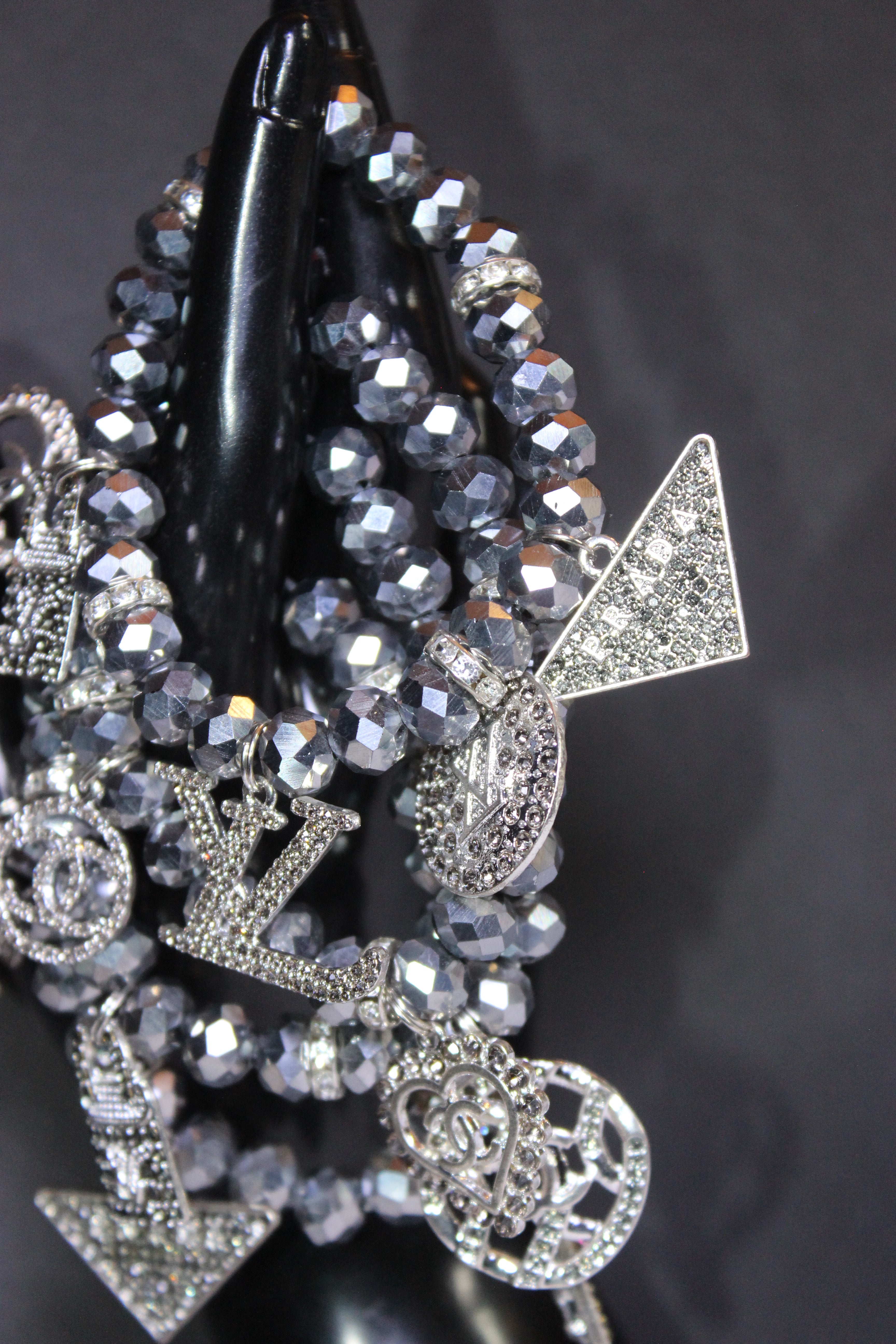 4 Piece Silver Crystal Charm Bracelet Set