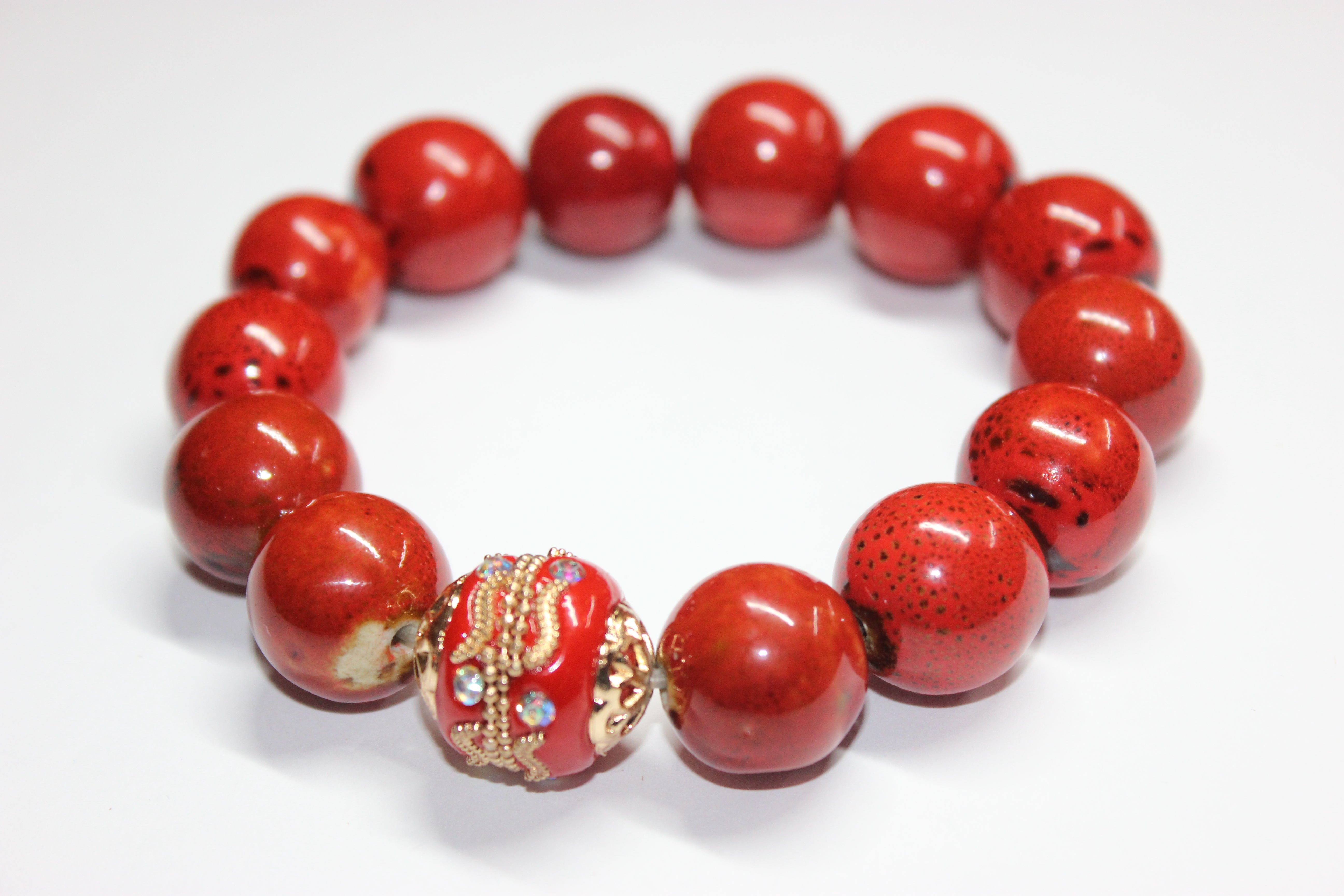 Shades Of Orange Ceramic Gemstone Bracelet